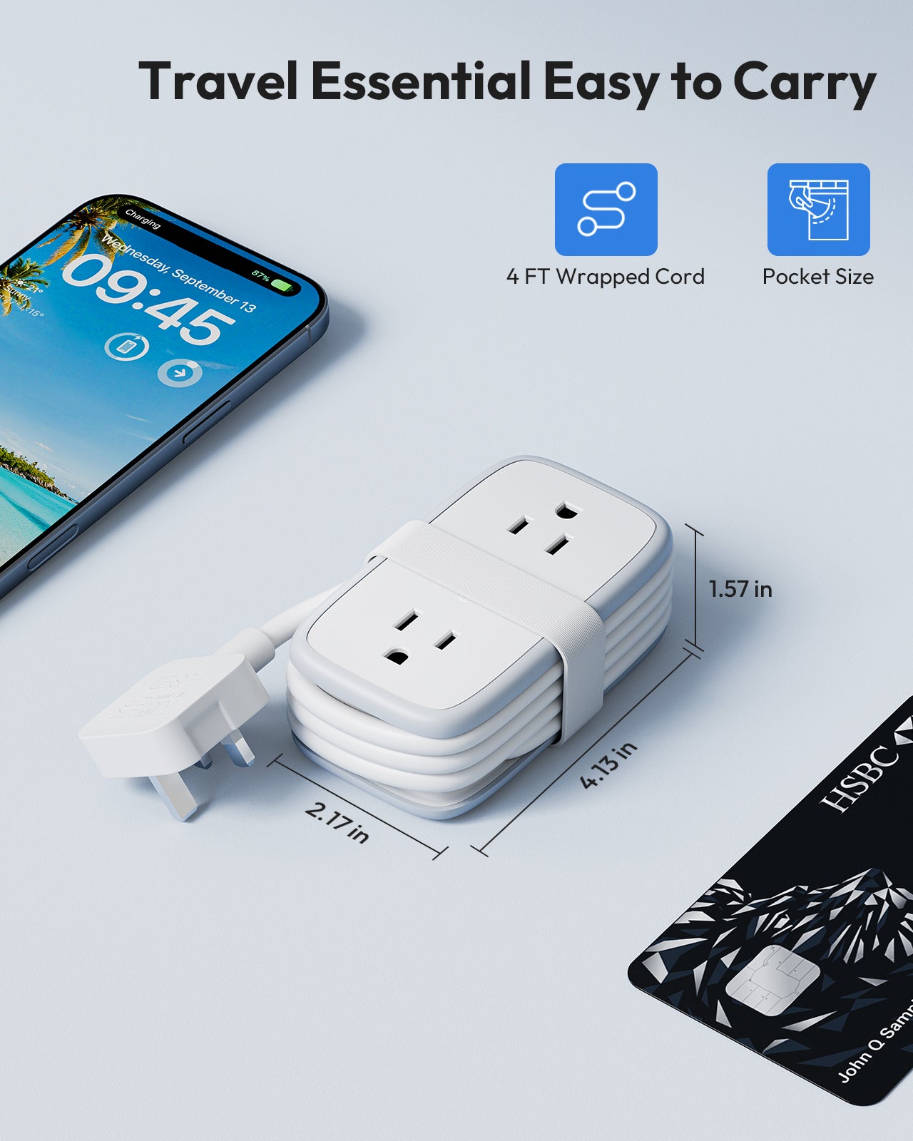 NTONPOWER US to UK Adapter 4 Outlets 2 USB A 1 USB C