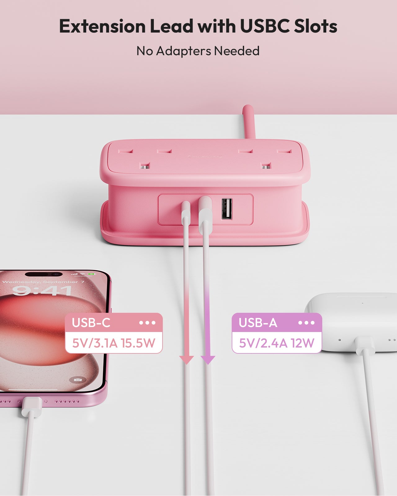 NTONPOWER UK Travel Power Strip 2 Outlets 2 USB-A 1 USB-C Travel & Hotel