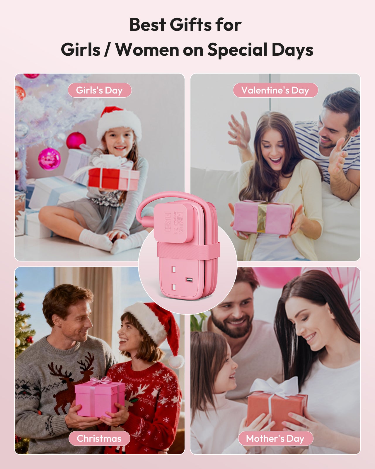 NTONPOWER UK Travel Power Strip 2 Outlets 2 USB-A 1 USB-C Travel & Hotel