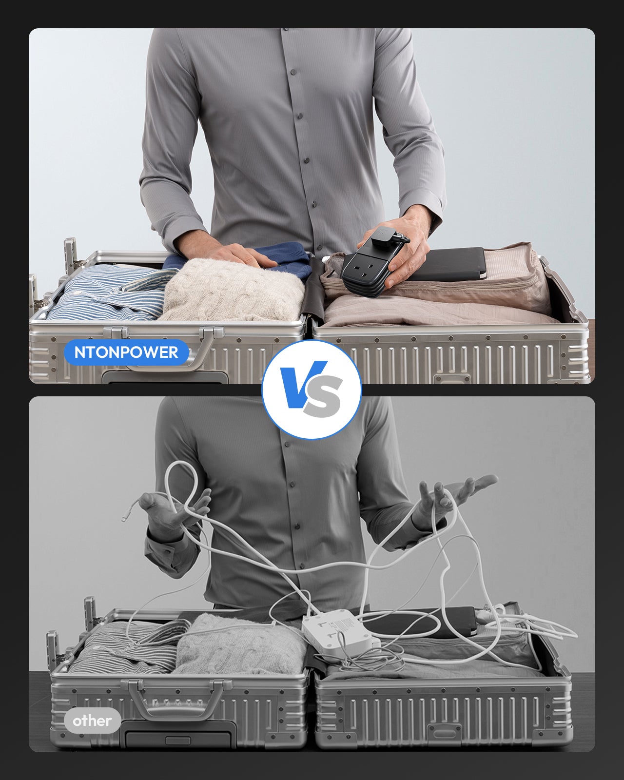 Ntonpower UK 65W Travel Power Strip 2 Outlets 2 USB-A 2 USB-C