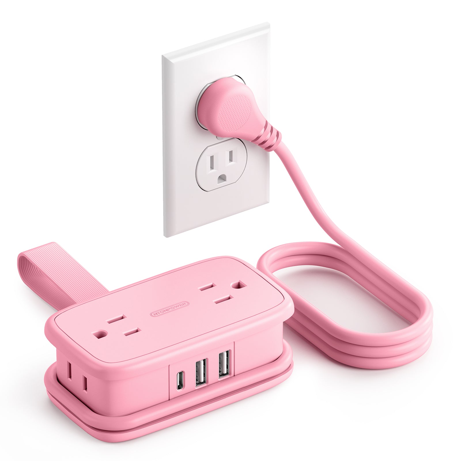 Ntonpower Pocket Power Strip 4 Outlets 3 USB Ports(1 Type C)