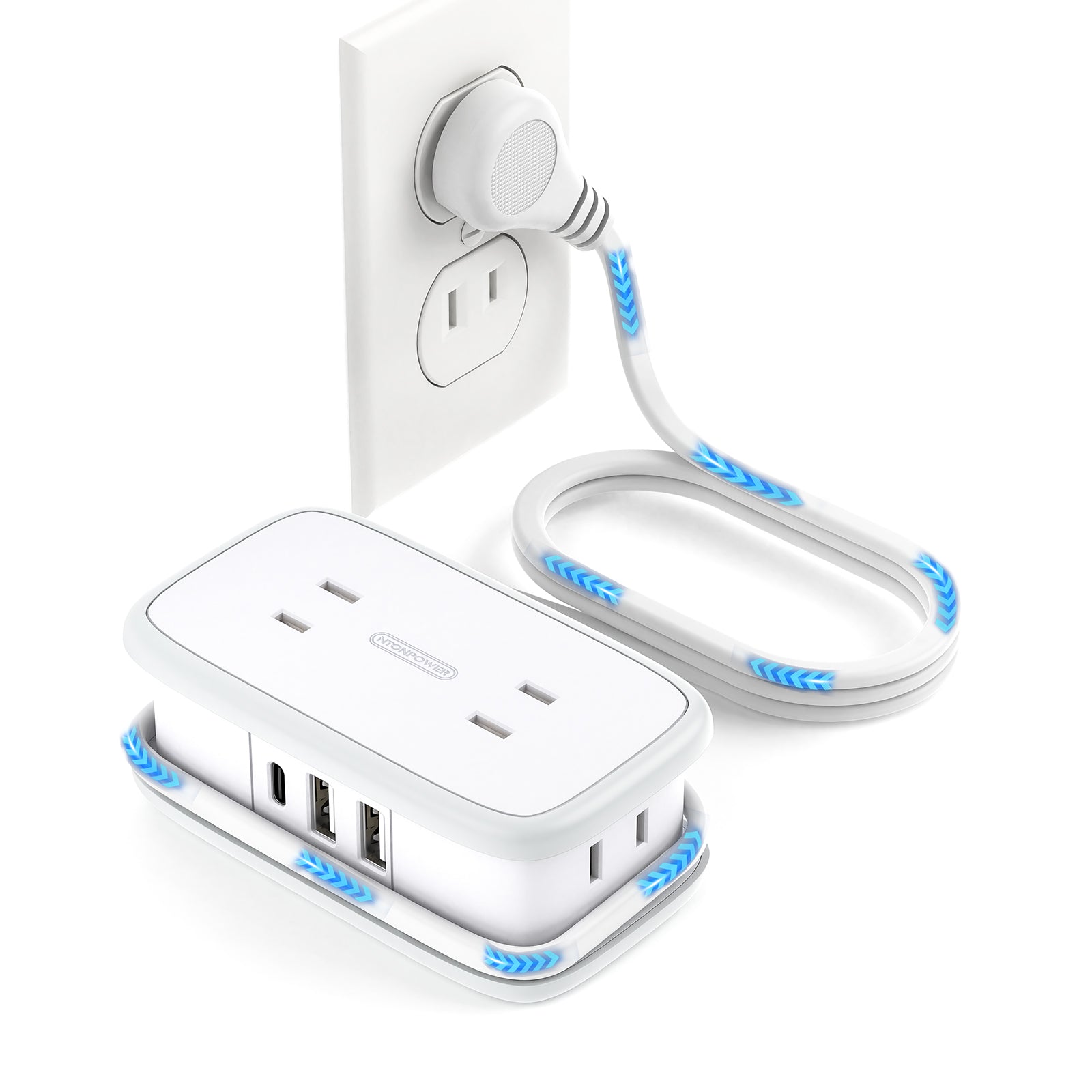 Ntonpower New JP Pocket Power Strip 4 Outlets 2 USB-A 1 USB-C