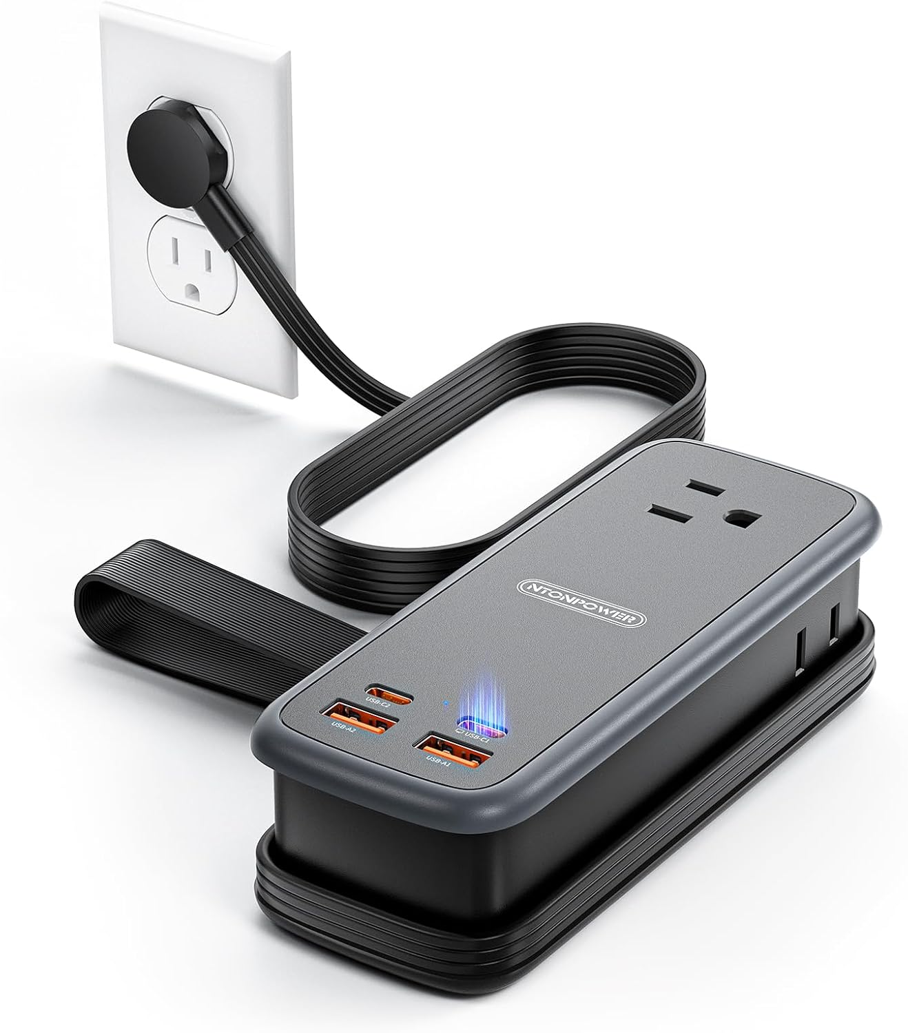 NTONPOWER GAN Ultra 100W USB Power Strip, 3 Outlets 2 USB-A 2 USB-C