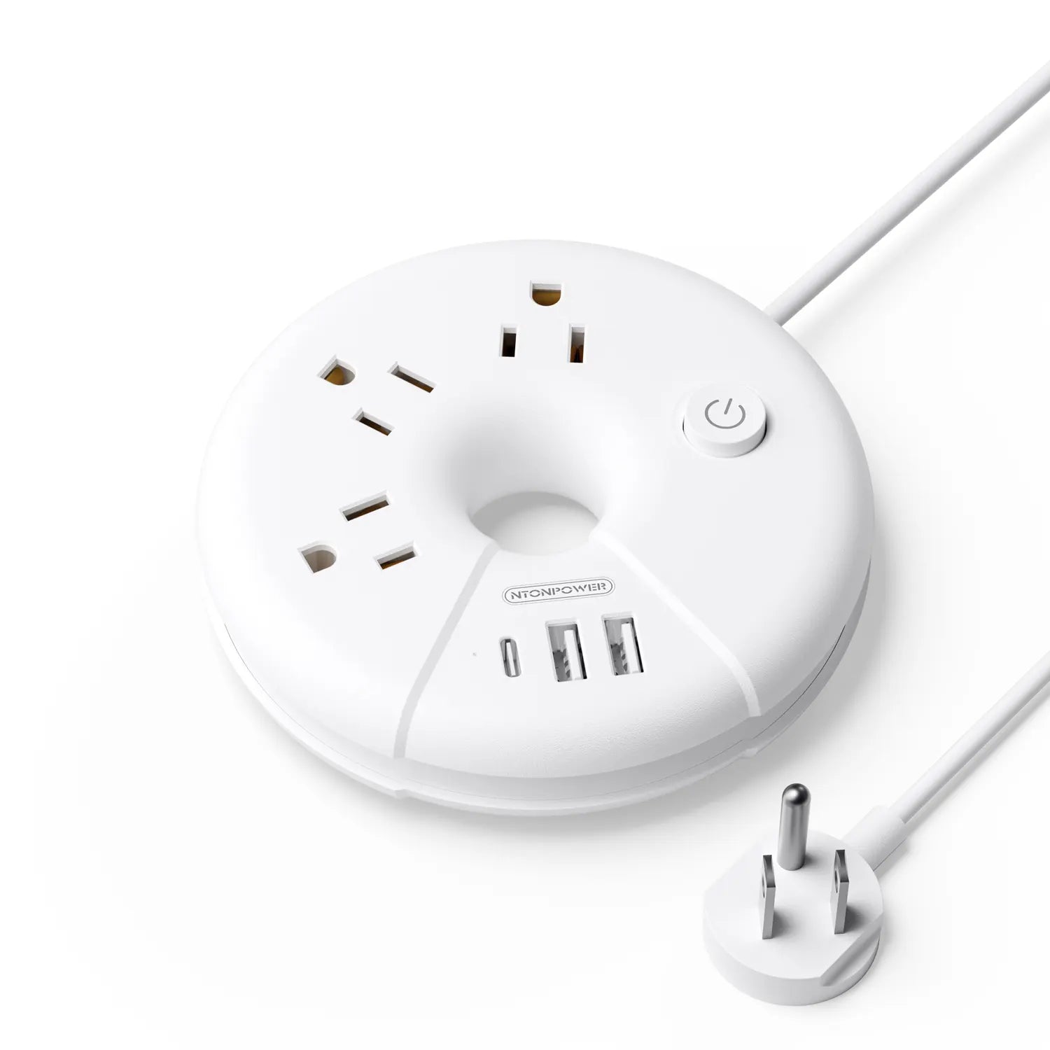 Ntonpower New i-Donut Power Strip 3 Outlets 2 USB-A 1 Type C