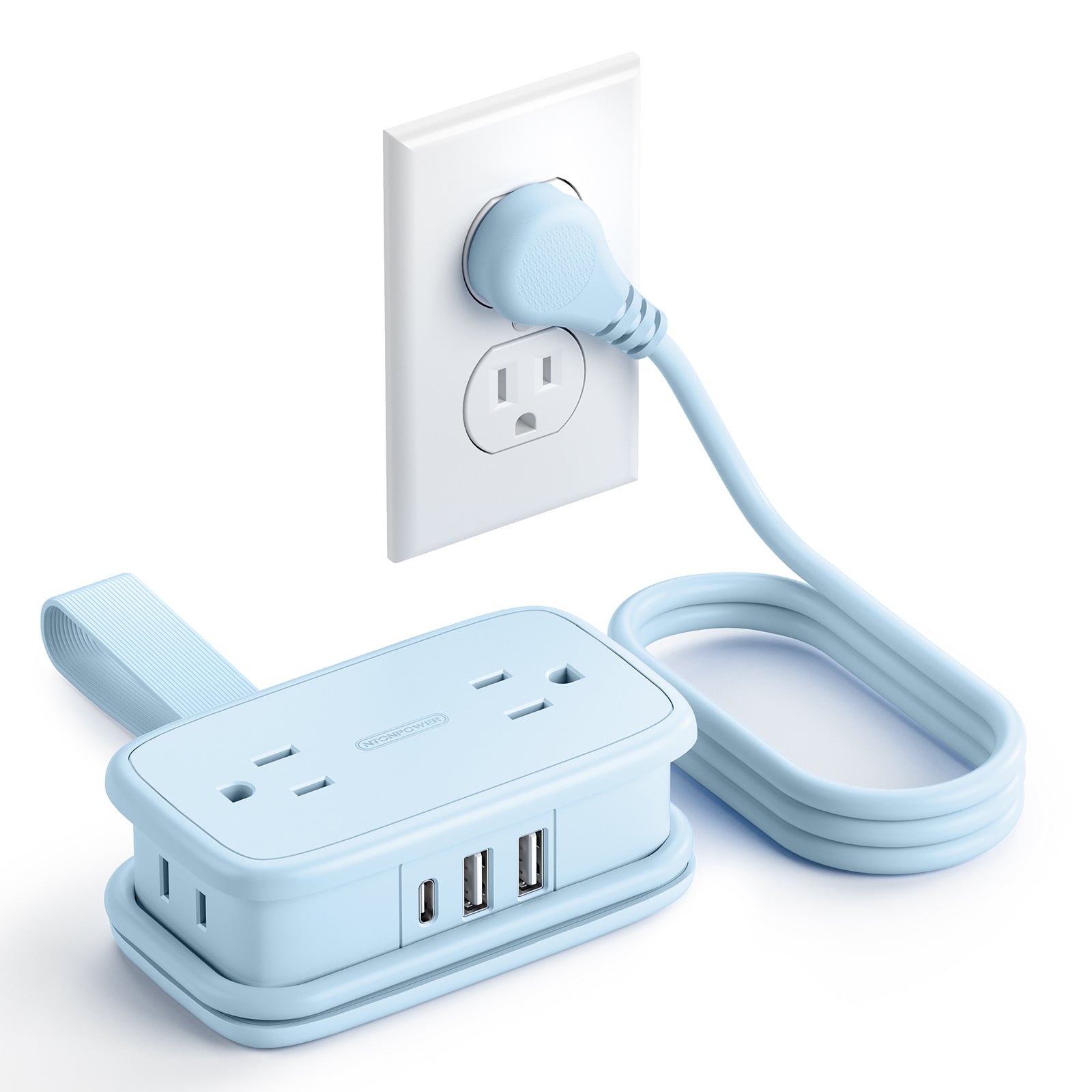 Ntonpower Pocket Power Strip 4 Steckdosen 2 USB-Anschlüsse 1 Typ C
