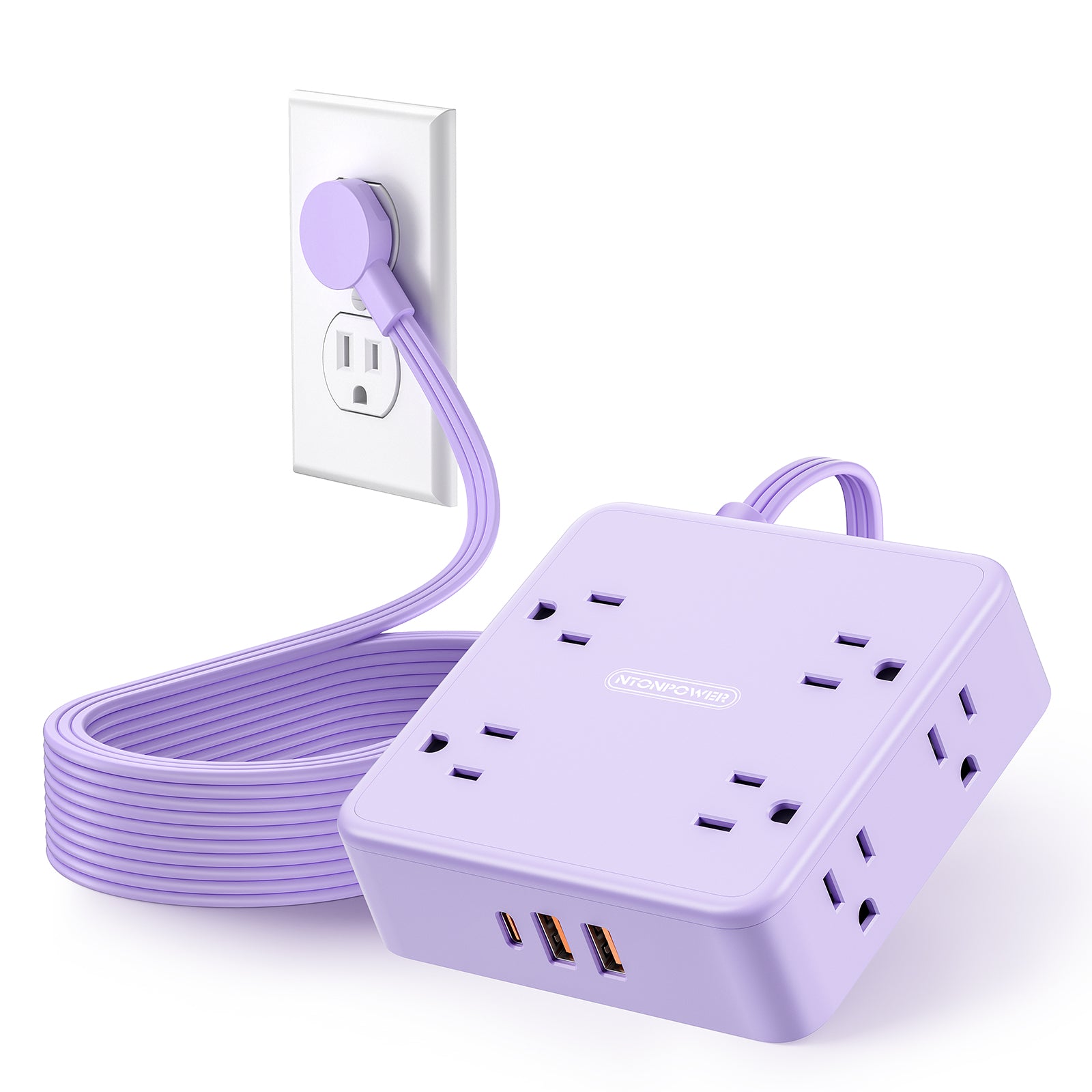 Ntonpower Widecube Power Strip 8 Outlets 2 USB-A 1 USB-C