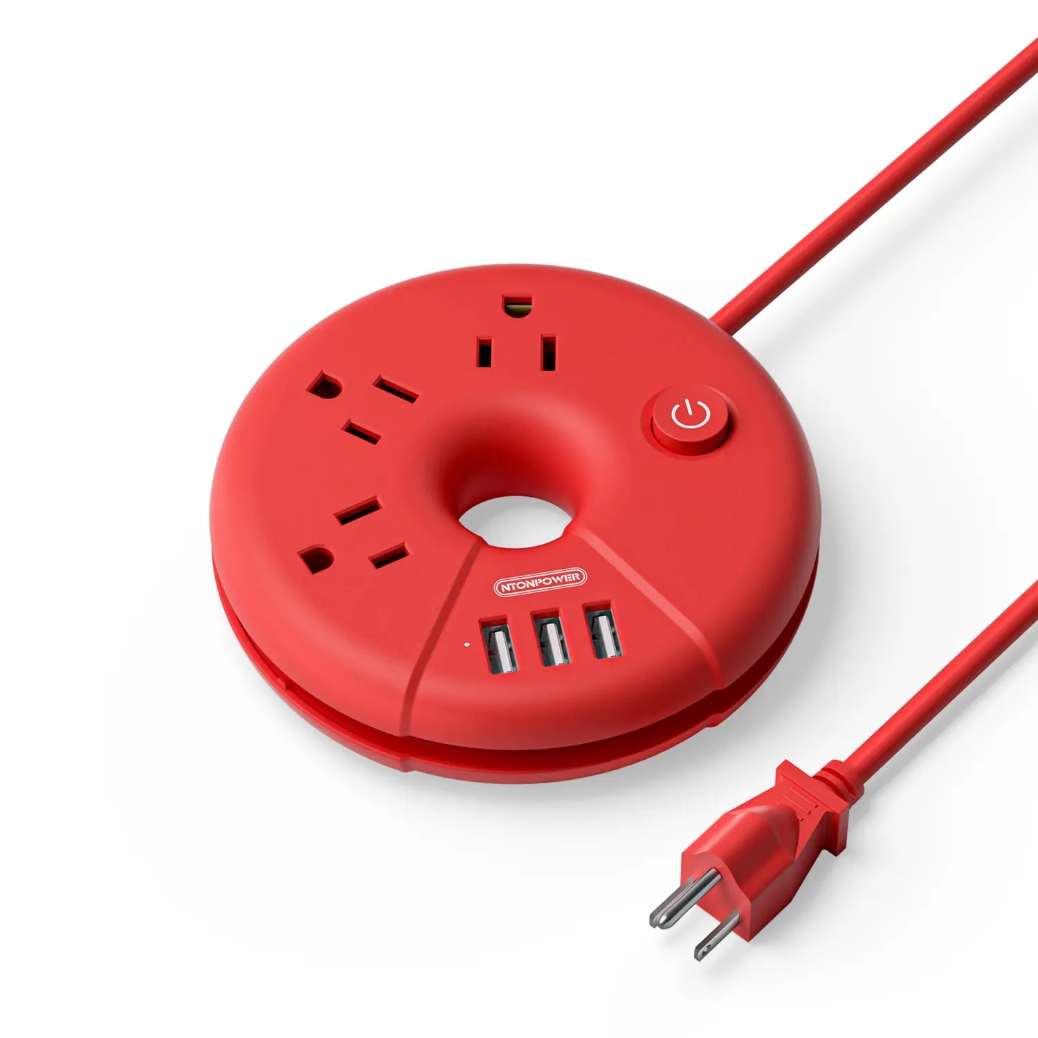 Ntonpower i-Donut Power Strip 3 Outlets 3 USB Small&Travel