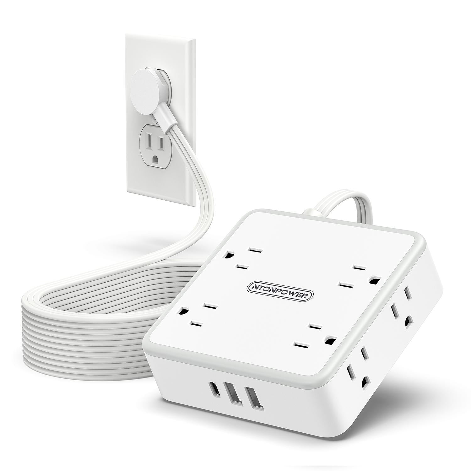 Ntonpower Widecube Power Strip 8 Outlets 2 USB-A 1 USB-C