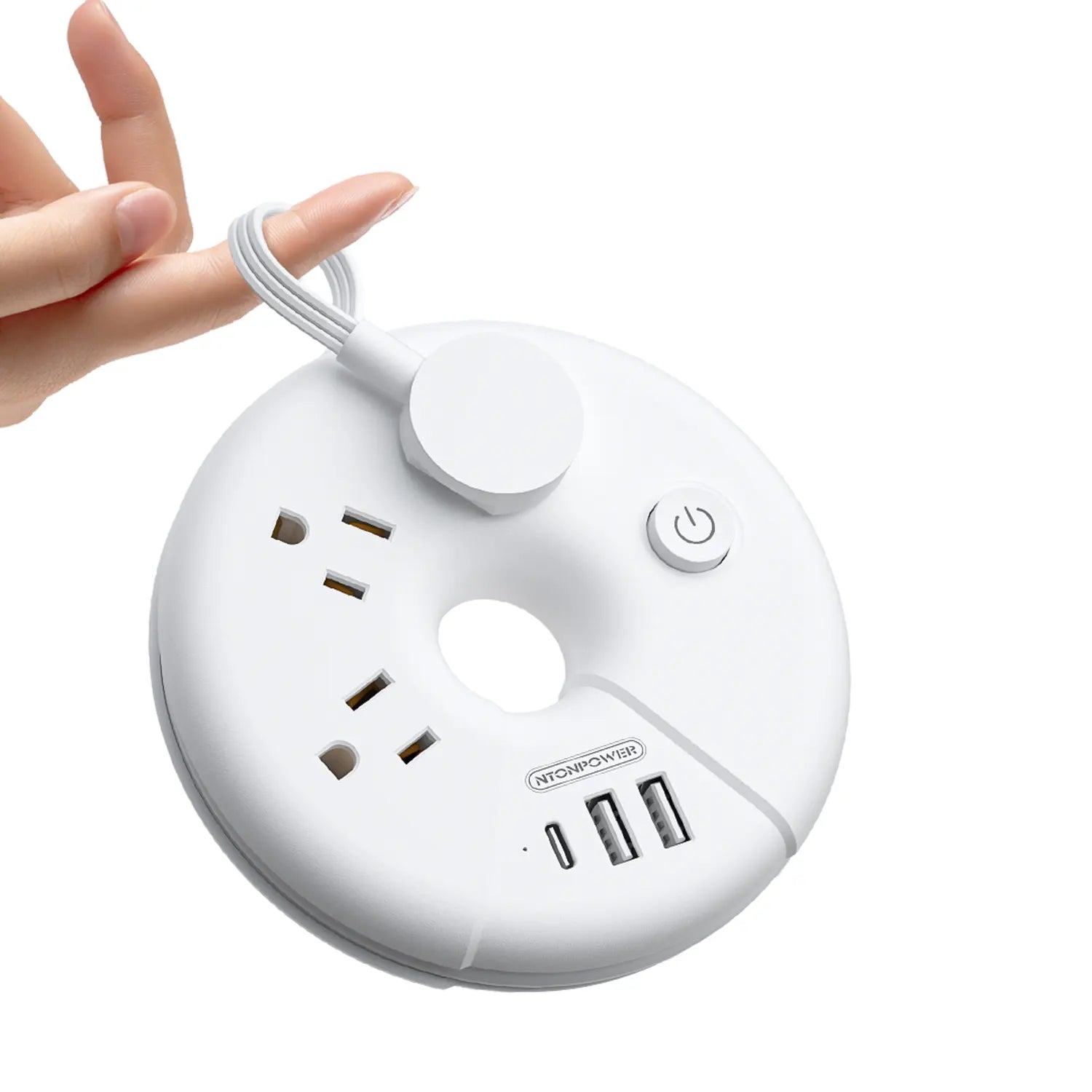 Ntonpower New i-Donut Power Strip 3 Outlets 2 USB-A 1 Type C