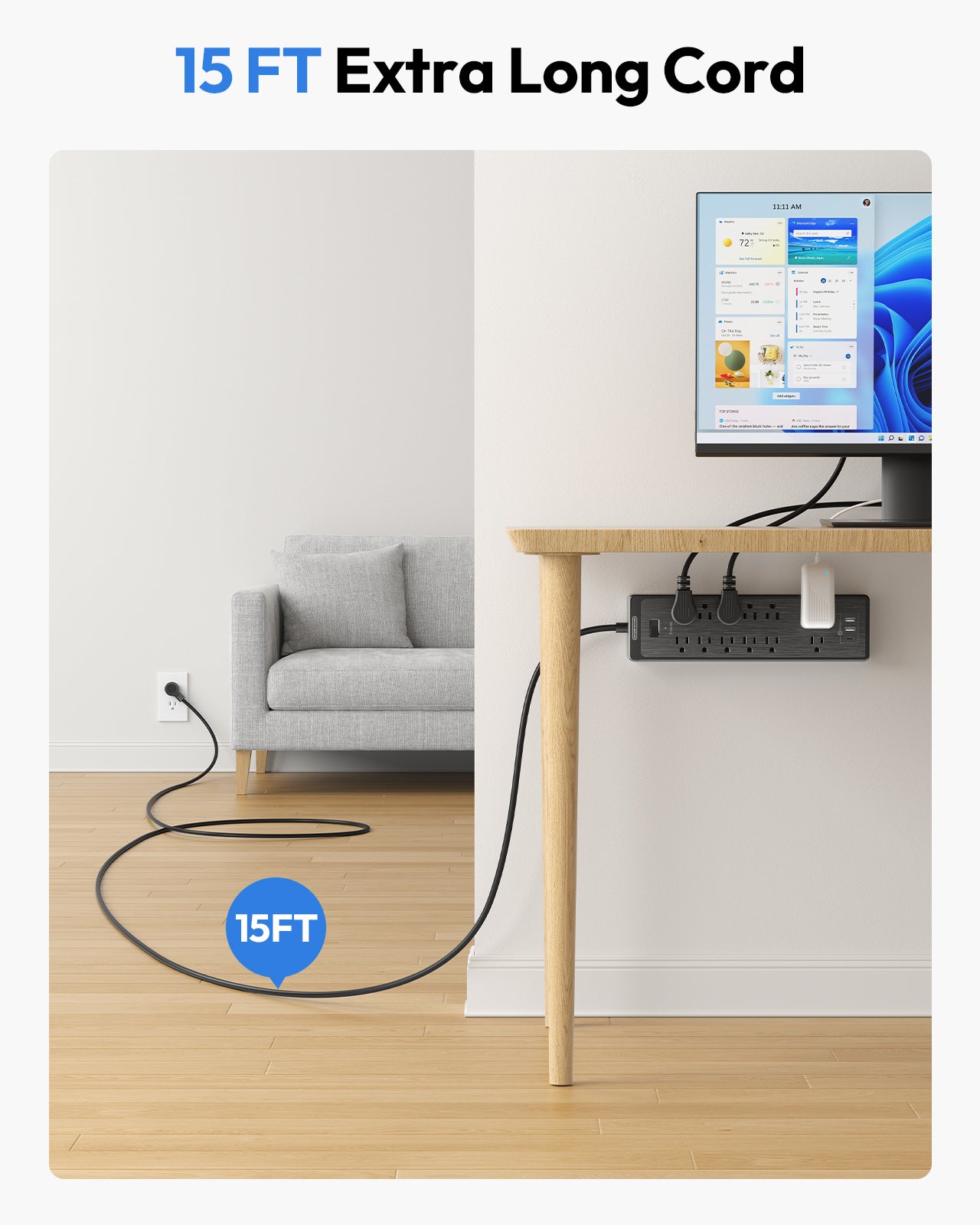 Ntonpower Surge Protector Power Strip 12 Outlets 2 USB-A 1-USB C(SKU: LS-12A3U-US-BK-4.6M, ASIN: B08CKBHCLD, GTIN:6954301173823)