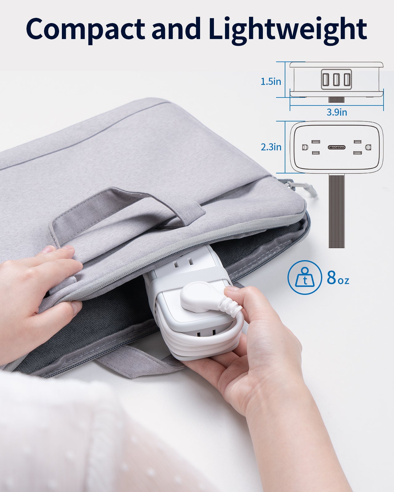 Ntonpower Pocket Power Strip 4 Outlets 3 USB Ports(1 Type C)