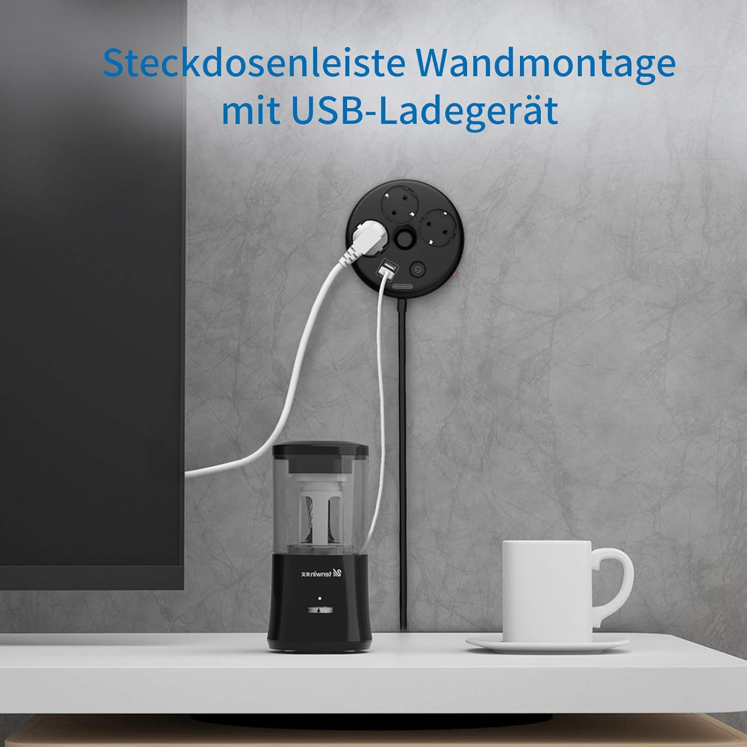 Ntonpower EUPower Strip 3 Outlets 2 USB-A