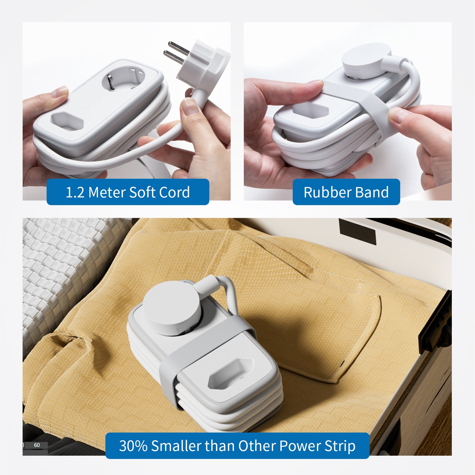 Ntonpower New EU Pocket Power Strip 2 Outlets 3 USB-A Cruise Travel