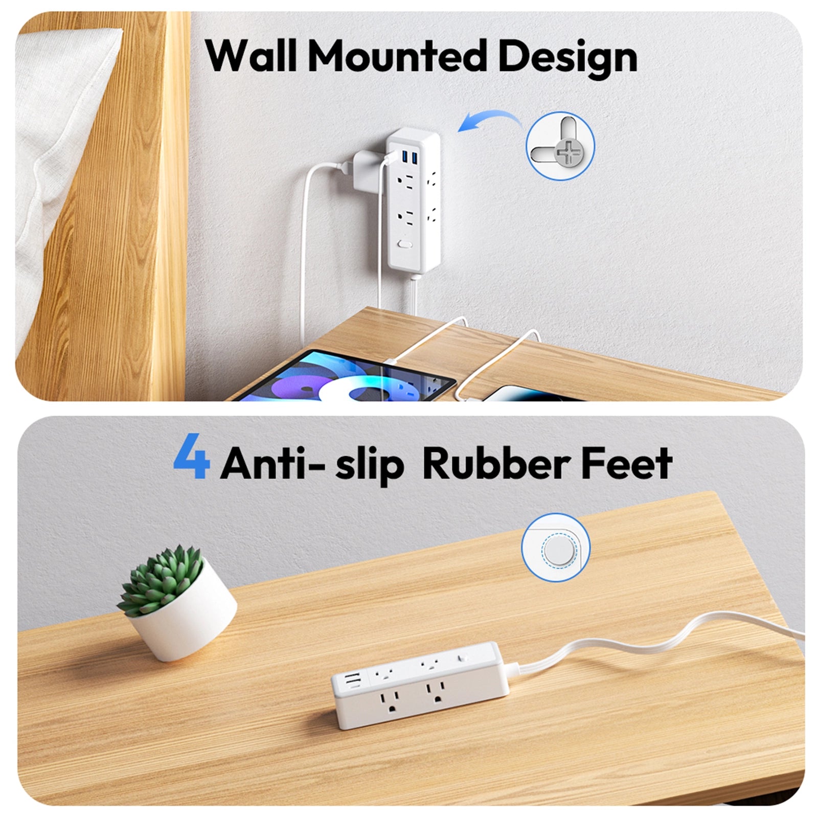 Ntonpower Surge Protector Power Strip 6 Outlets 2 USB-A 1 USB-C