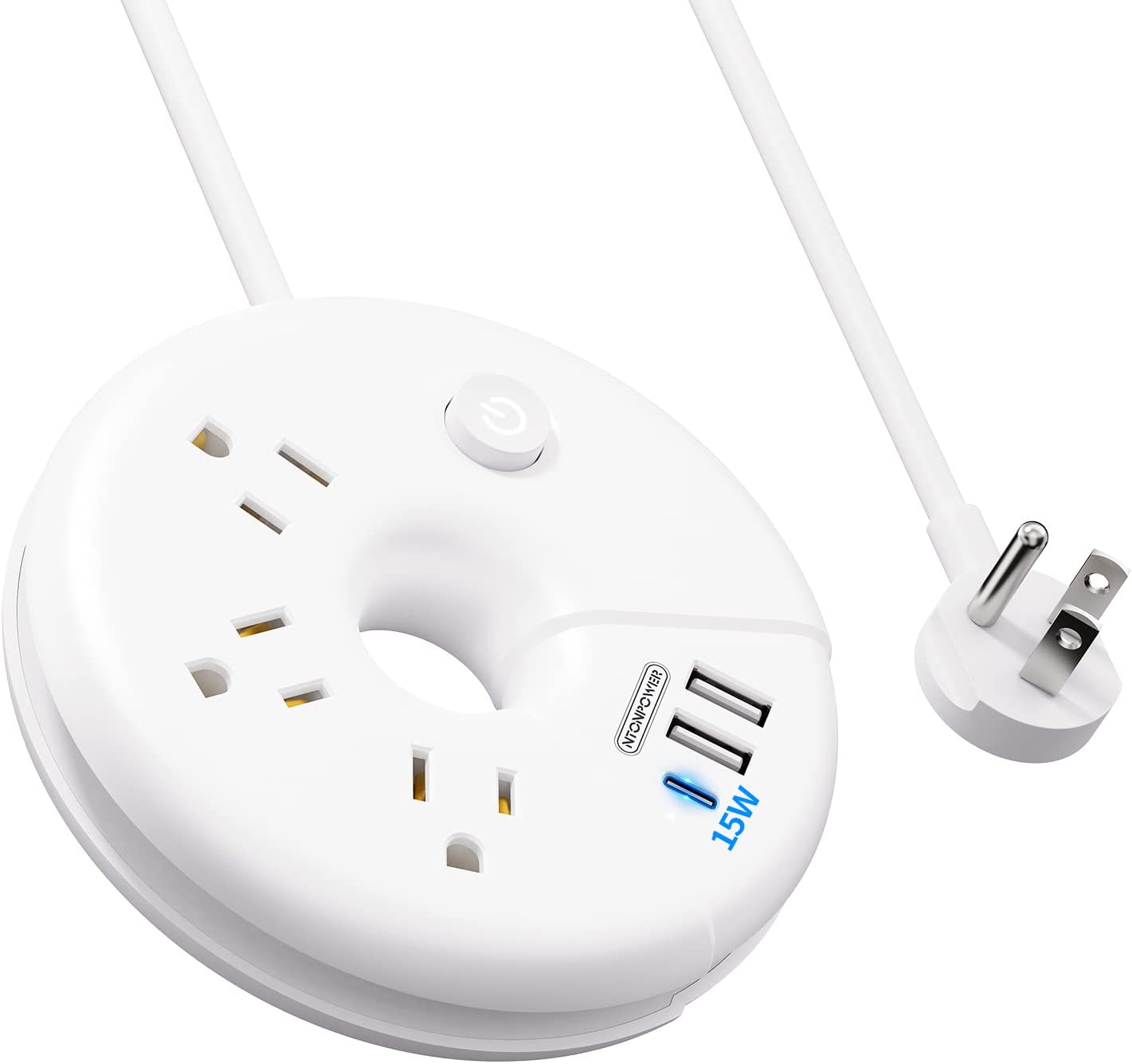 Ntonpower New i-Donut Power Strip 3 Outlets 2 USB-A 1 Type C