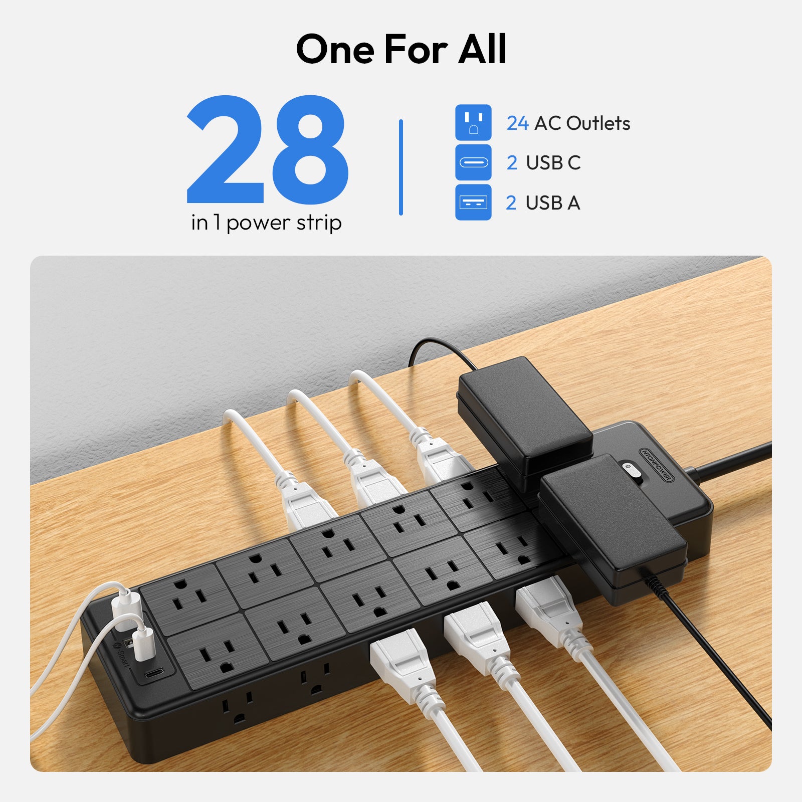 Ntonpower Surge Protector Power Strip 24 Outlets 2 USB-A 2-USB C