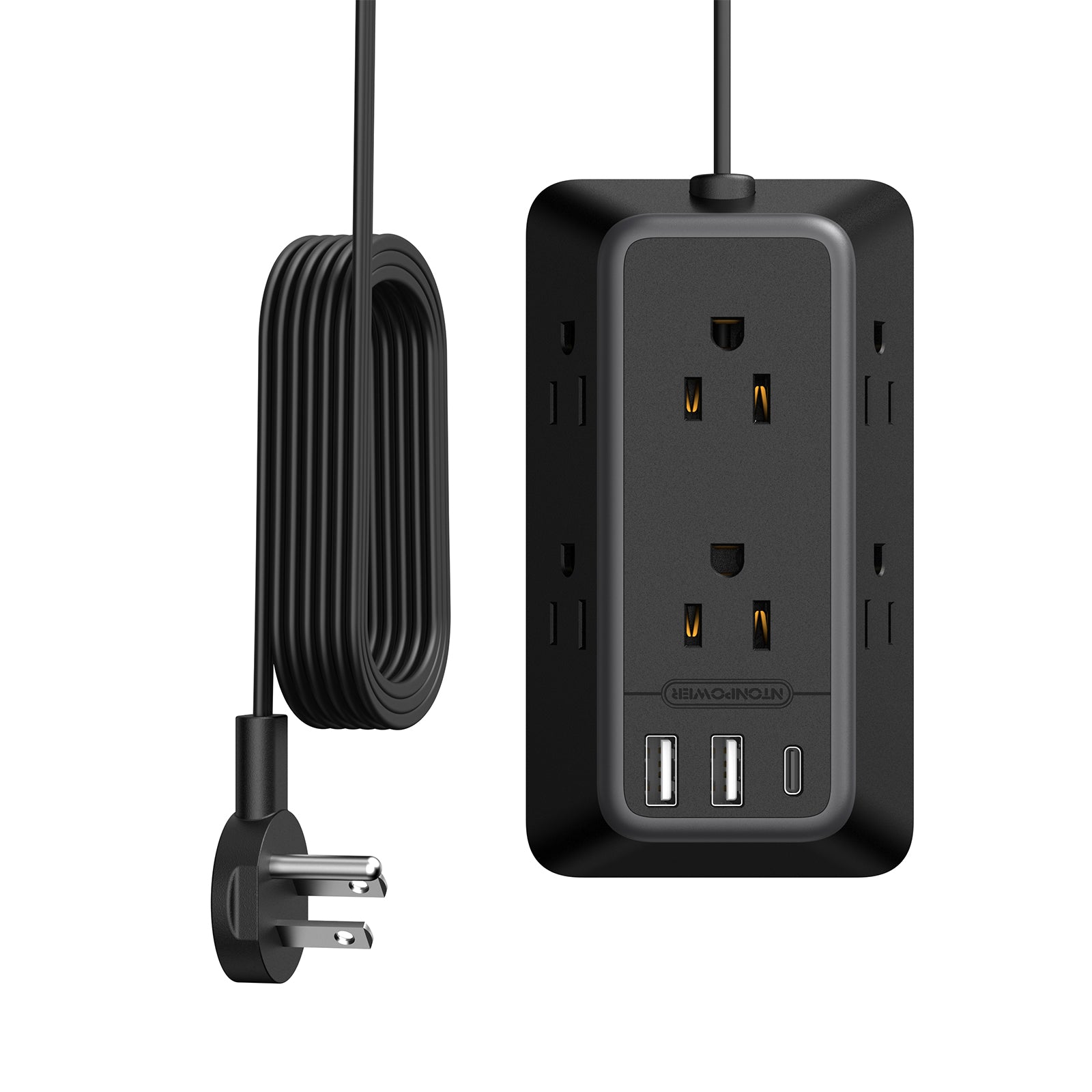 NTONPOWER 3-Sided Power Strip 6 Outlets 2 USB-A 1 USB-C