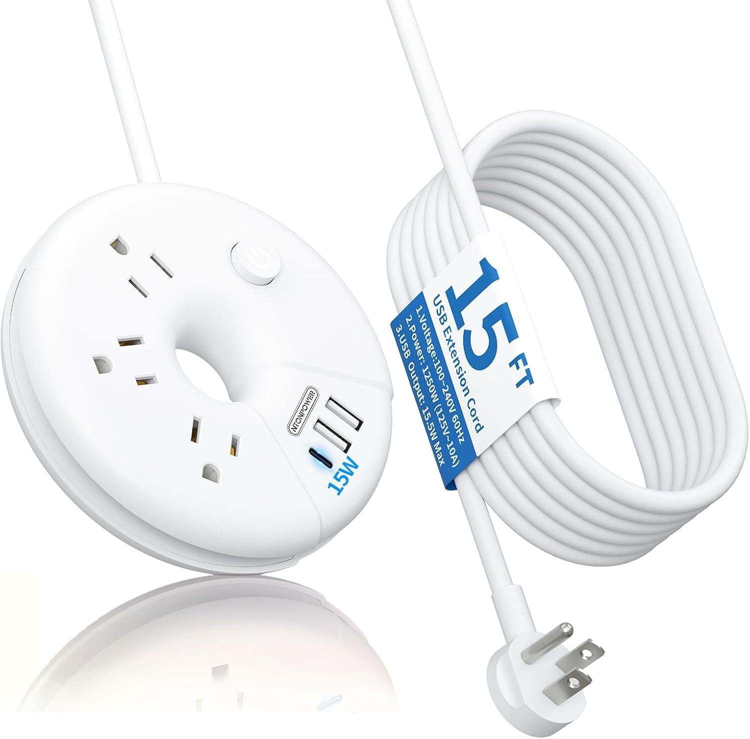 Ntonpower New i-Donut Power Strip 3 Outlets 2 USB-A 1 Type C