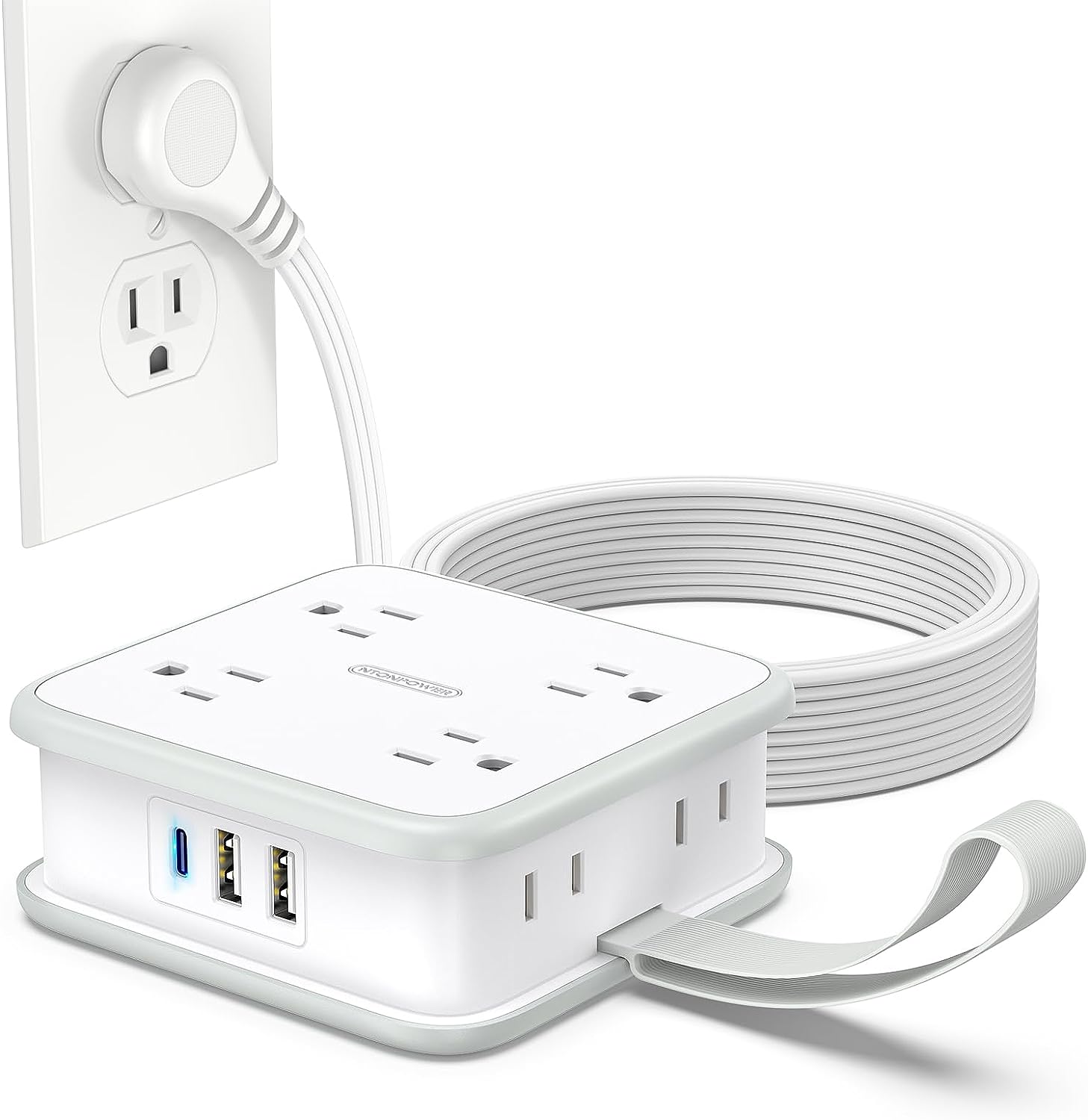 Ntonpower Power Cube 8 Outlets 3 USB Ports Flat Cord