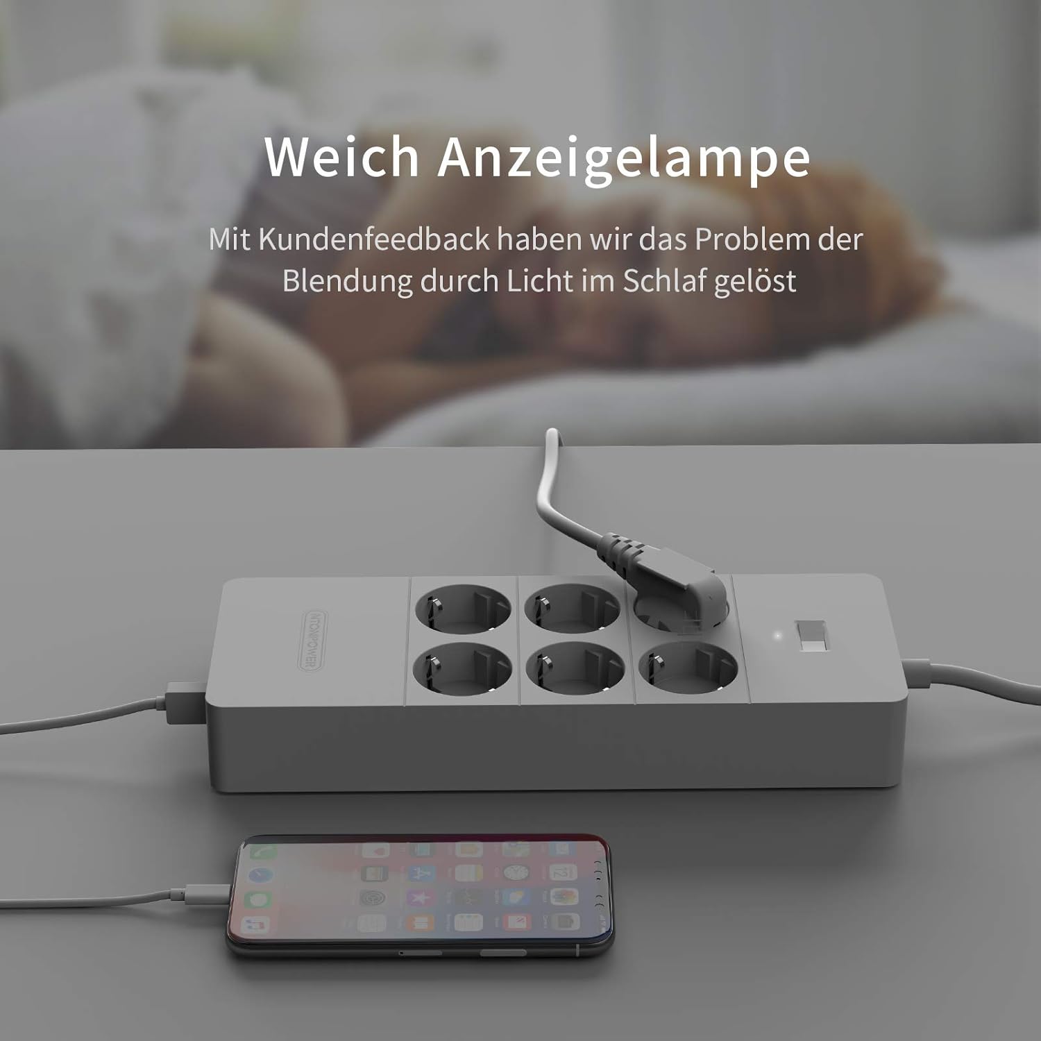 Ntonpower EU Surge Protection Power Strip 6 Outlets 5 USB Ports