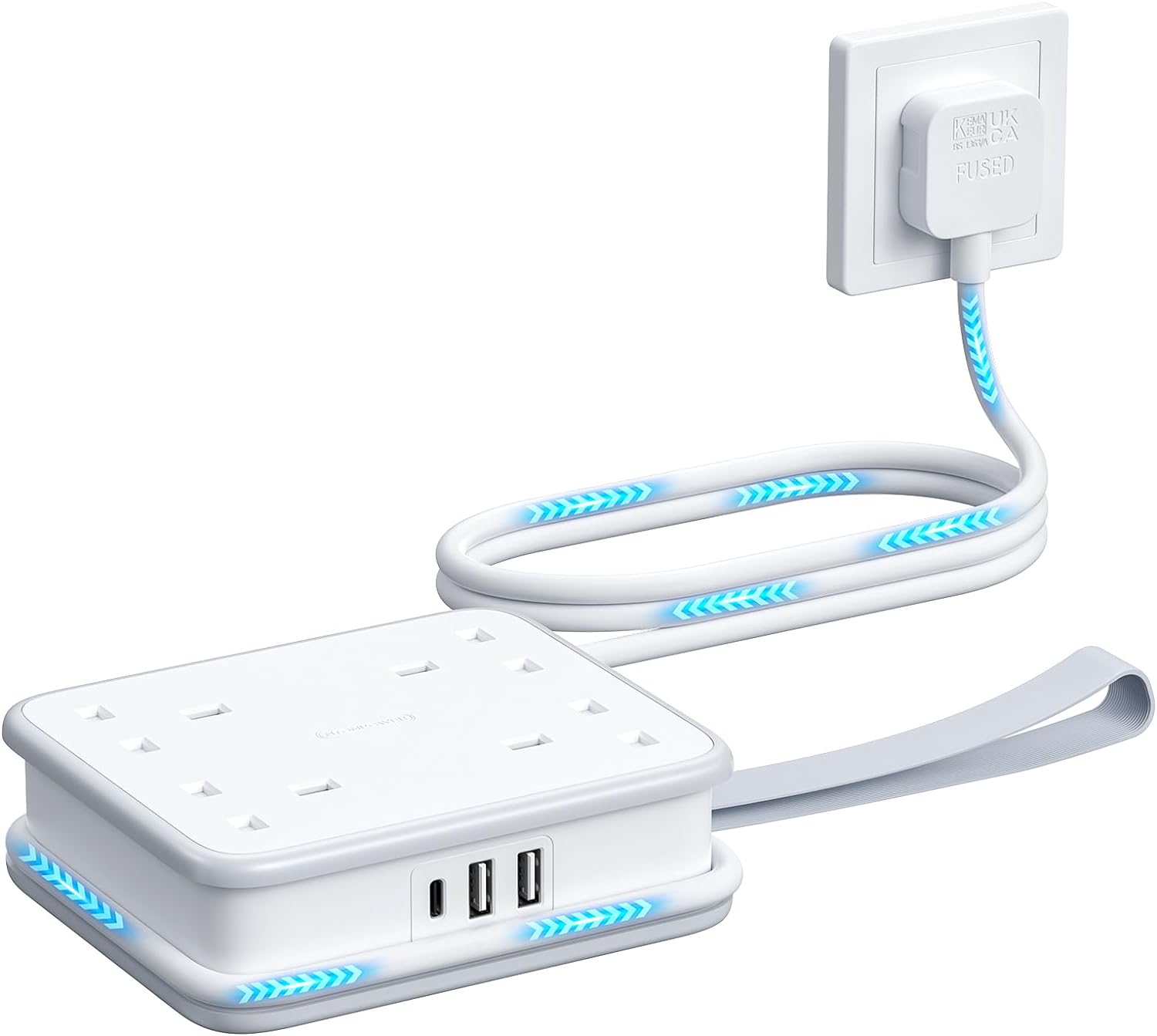 Ntonpower UK Pocket Power Strip 4 Outlets 3 USB Ports(1 Type C)