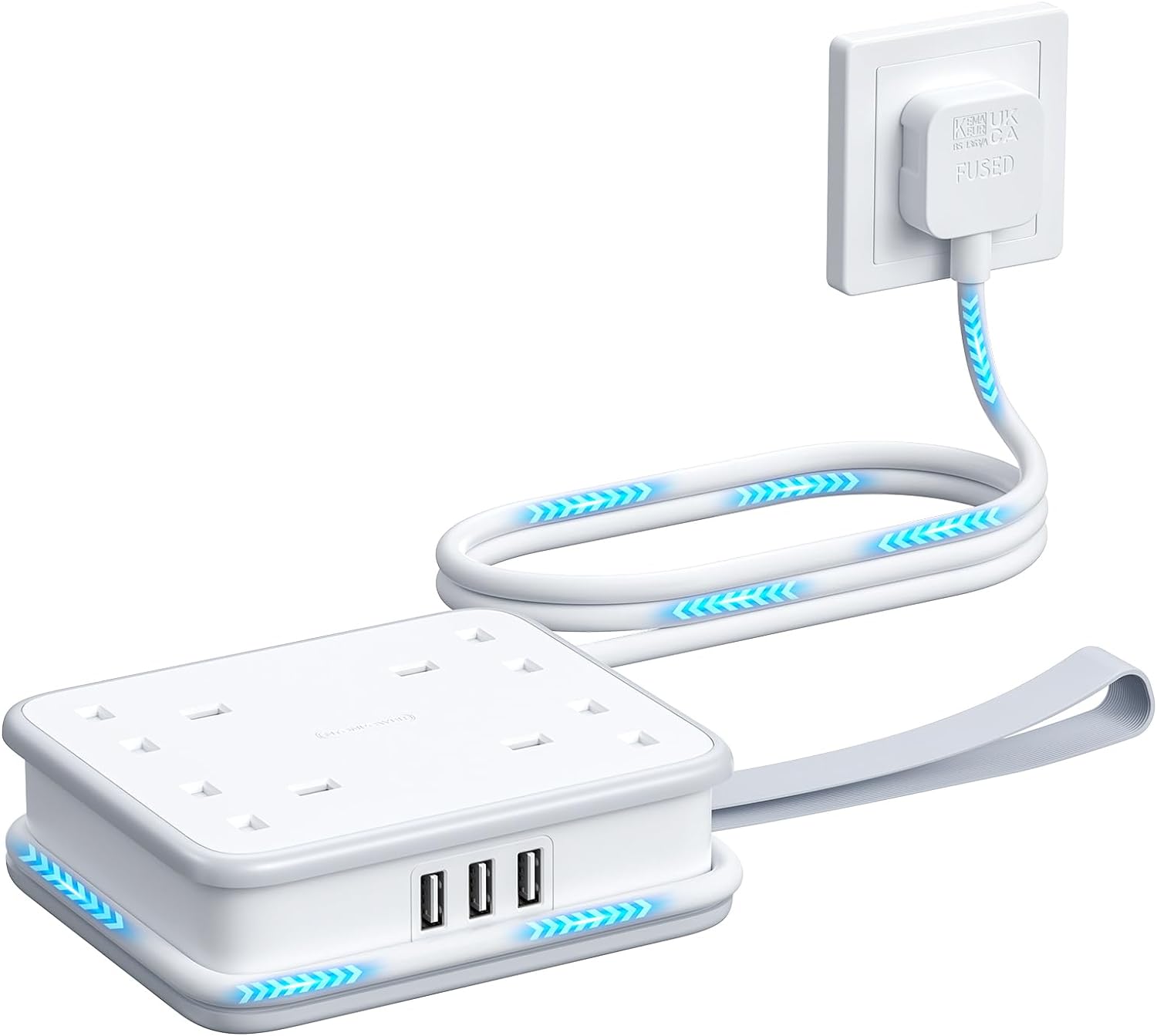 Ntonpower UK Pocket Power Strip 4 Outlets 3 USB Ports(1 Type C)