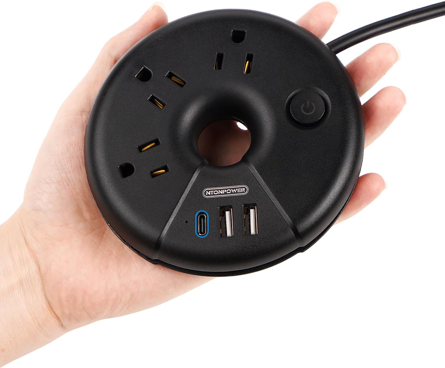 Ntonpower New i-Donut Power Strip 3 Outlets 2 USB-A 1 Type C