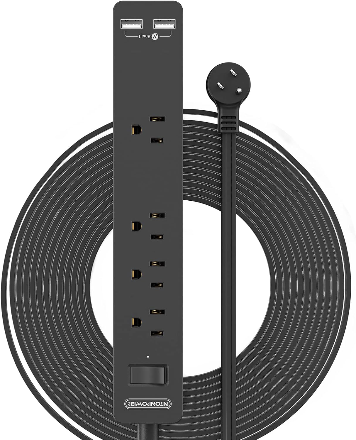 Ntonpower Super Flat 4 Steckdosen 2 USB-Steckdosenleiste zur Teppichmontage 