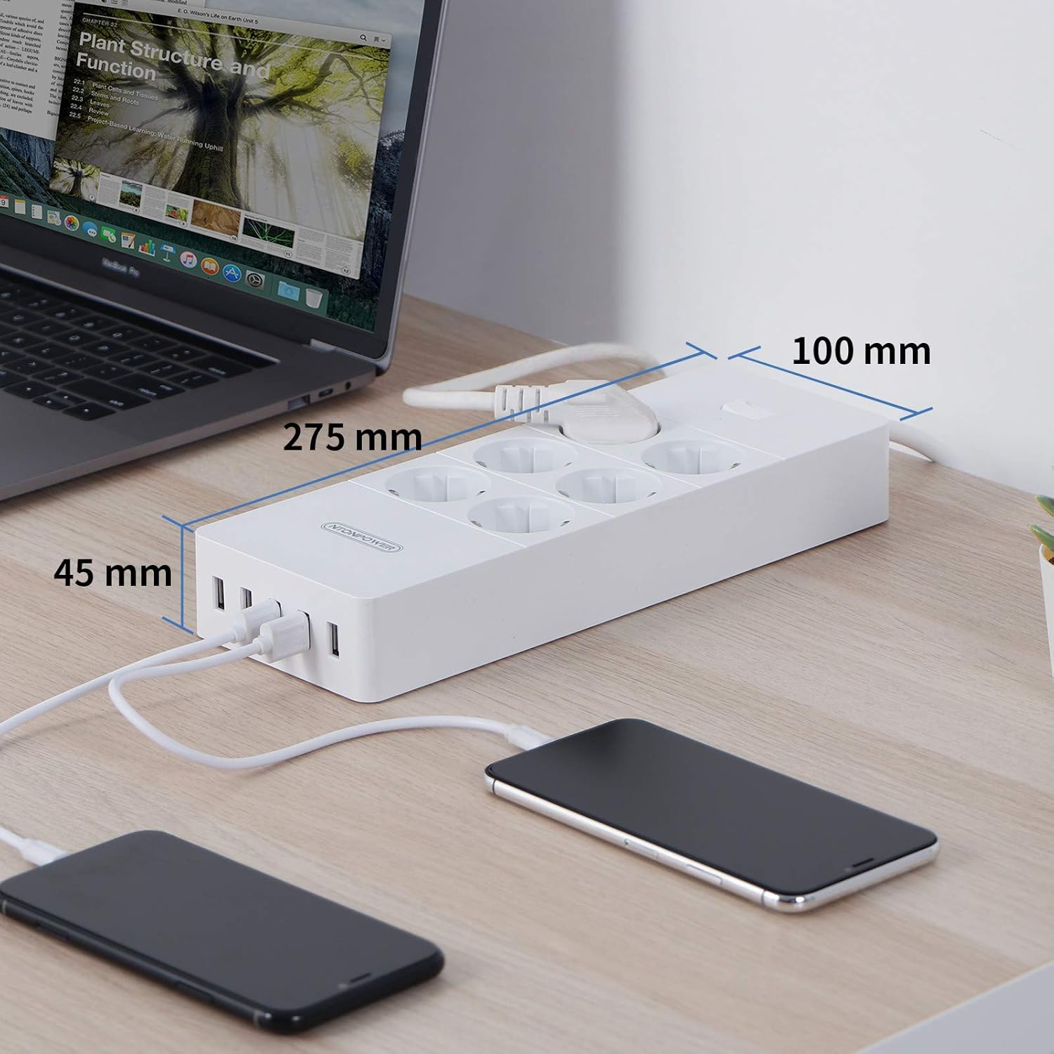Ntonpower EU Surge Protection Power Strip 6 Outlets 5 USB Ports