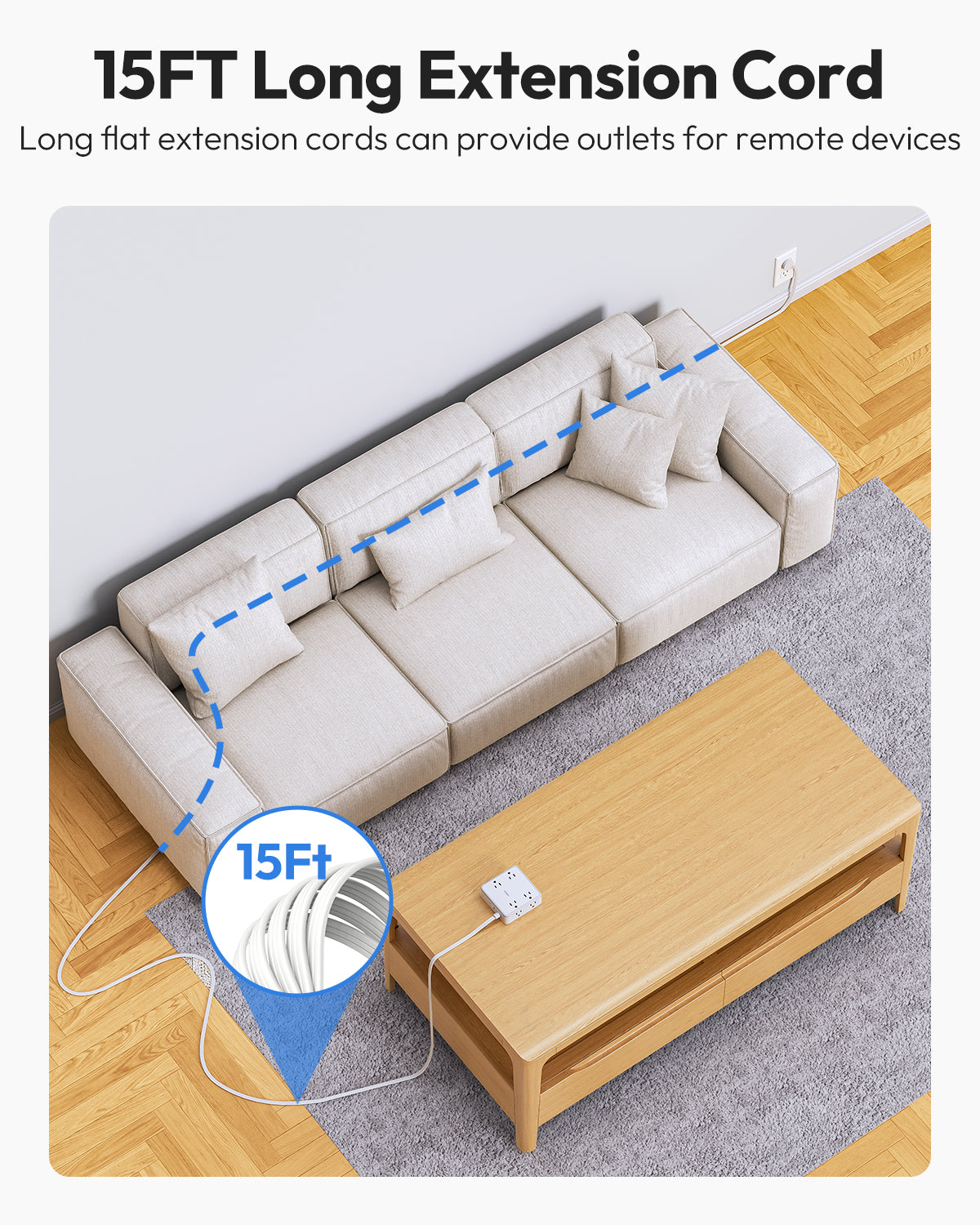 Ntonpower Widecube Power Strip 8 Outlets 2 USB-A 1 USB-C