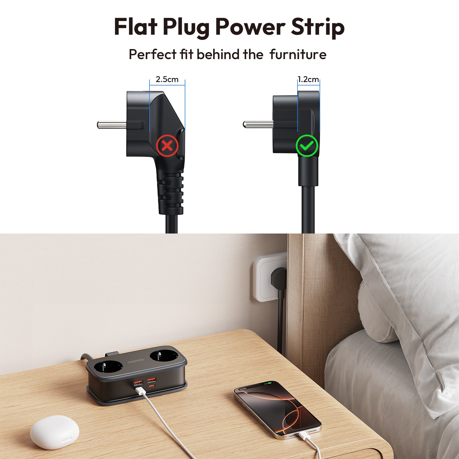 Ntonpower EU Pocket Power Strip 2 Outlets 2 USB-A 2 USB-C 65W GaN