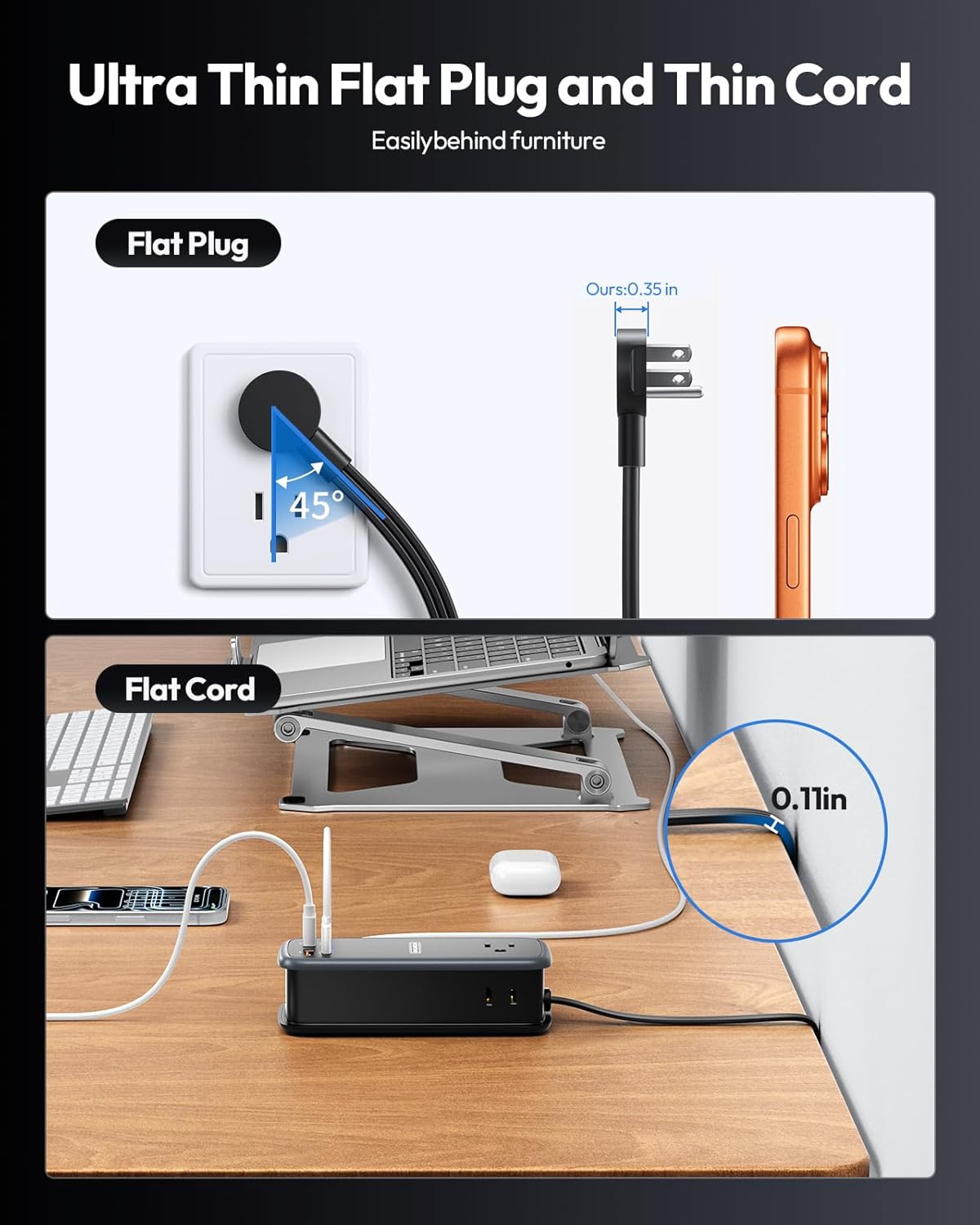 NTONPOWER GAN Ultra 100W USB Power Strip, 3 Outlets 2 USB-A 2 USB-C