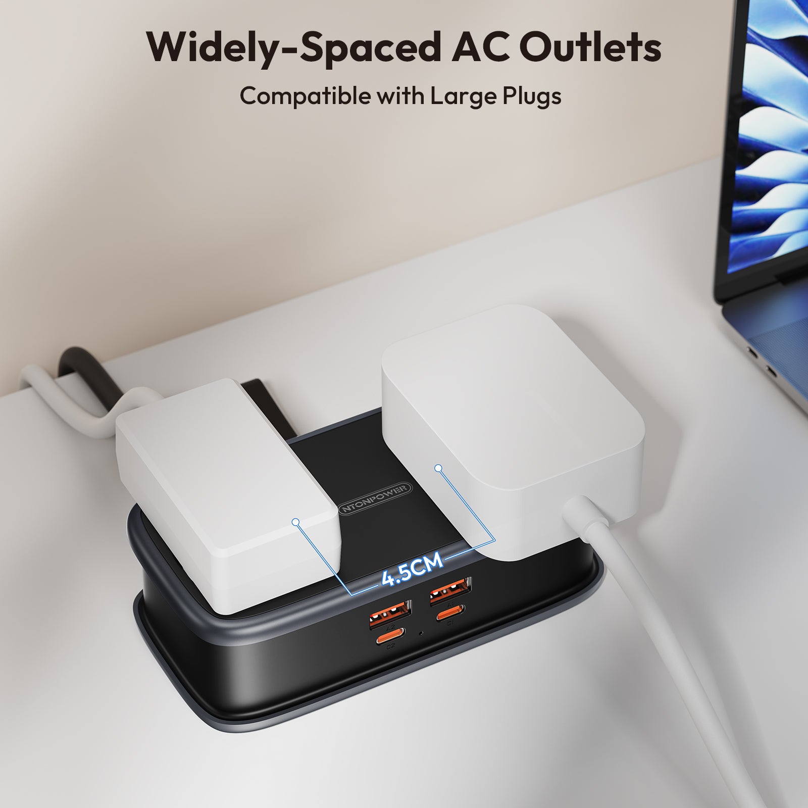 Ntonpower EU Pocket Power Strip 2 Outlets 2 USB-A 2 USB-C 65W GaN