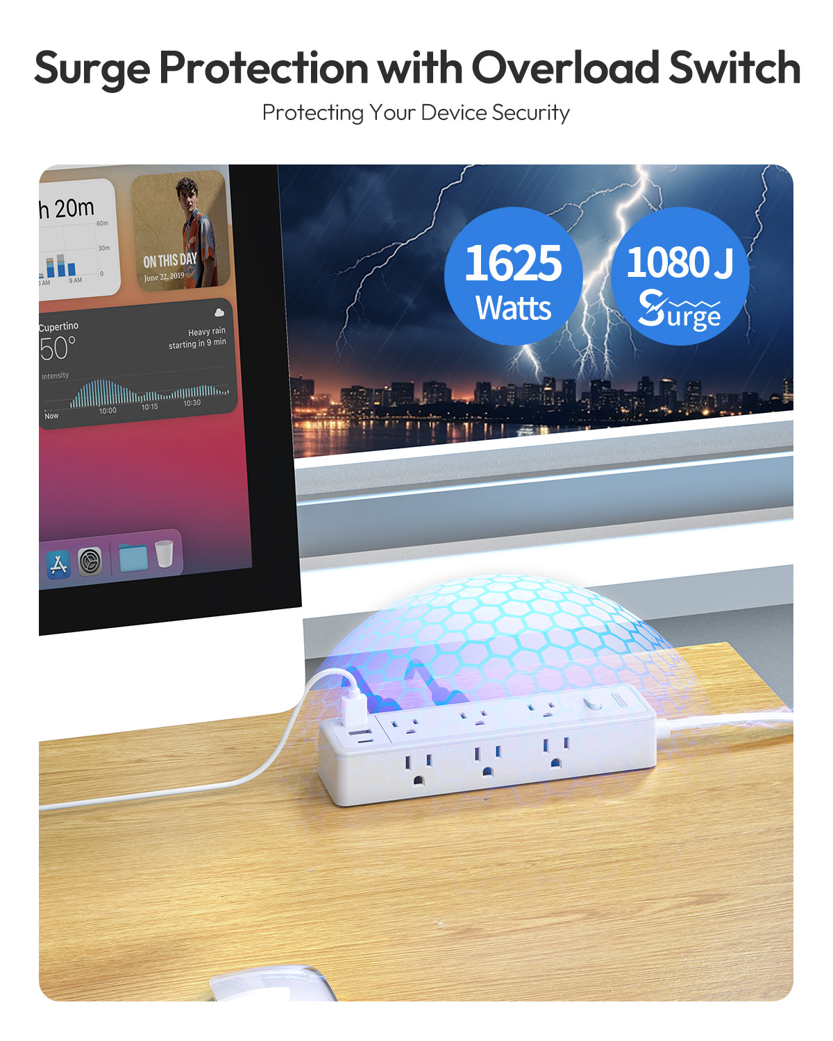 Ntonpower Surge Protector Power Strip 9 Outlets 2 USB-A 1 USB-C