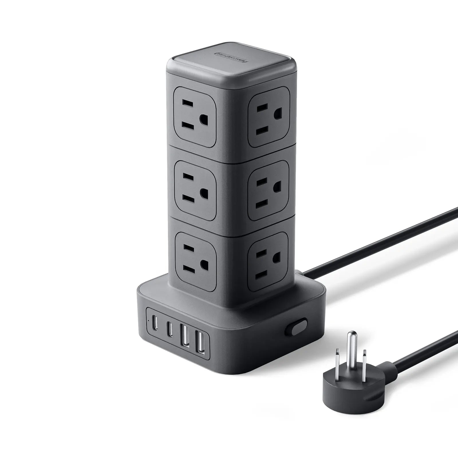 Ntonpower New Surge Protector Power Strip Tower 12 Outlets 2 USB-A 2 USB-C