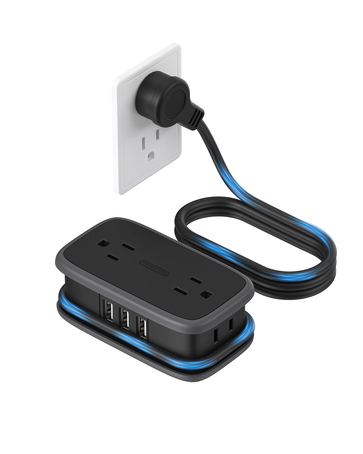 Ntonpower Pocket Power Strip 4 Steckdosen 2 USB-Anschlüsse 1 Typ C 