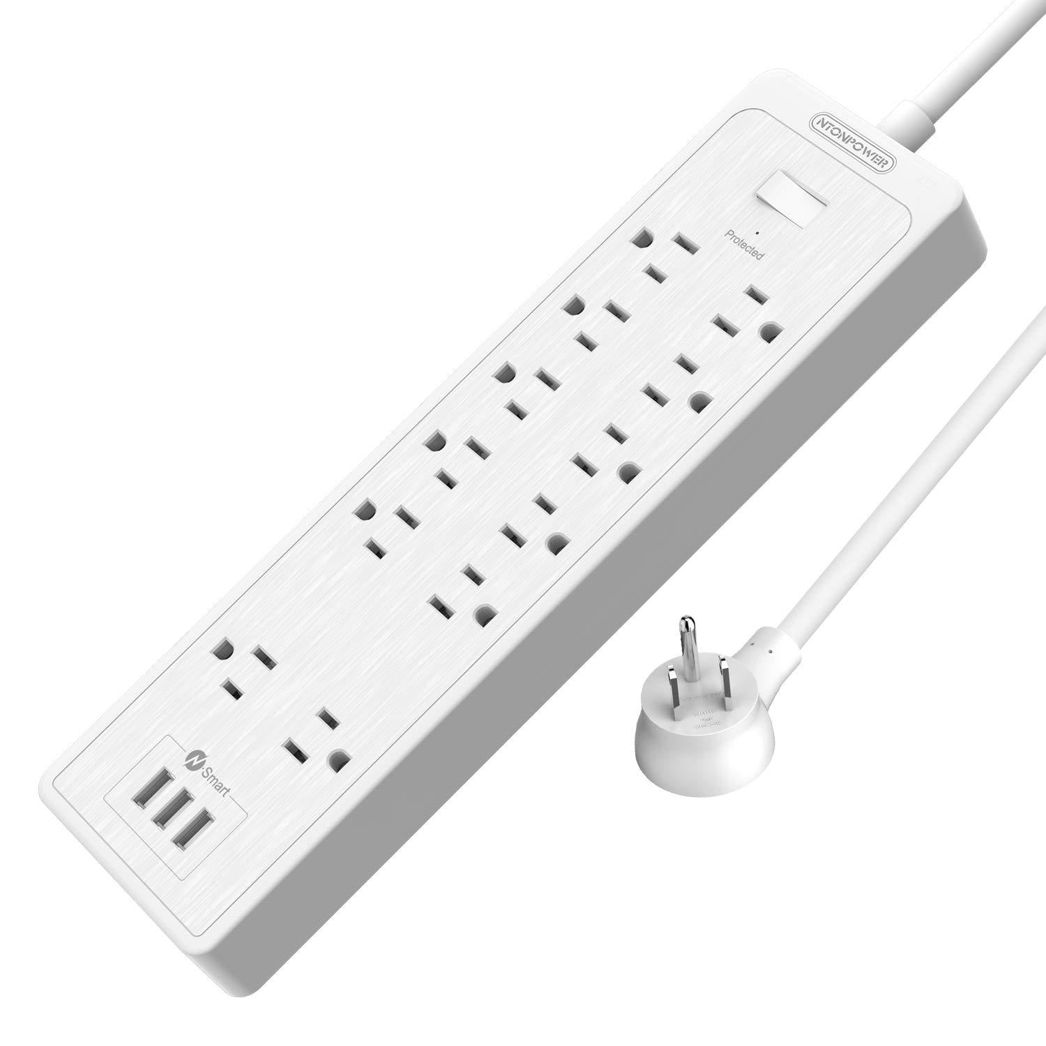 Ntonpower SurgePro Power Strip 12 Outlets 3 USB Heavy Duty 2100J