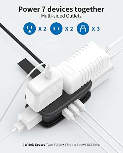 Ntonpower Pocket Power Strip 4 Outlets 3 USB Ports(1 Type C)