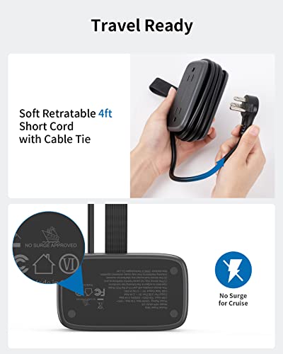 Ntonpower Pocket Power Strip 4 Steckdosen 2 USB-Anschlüsse 1 Typ C