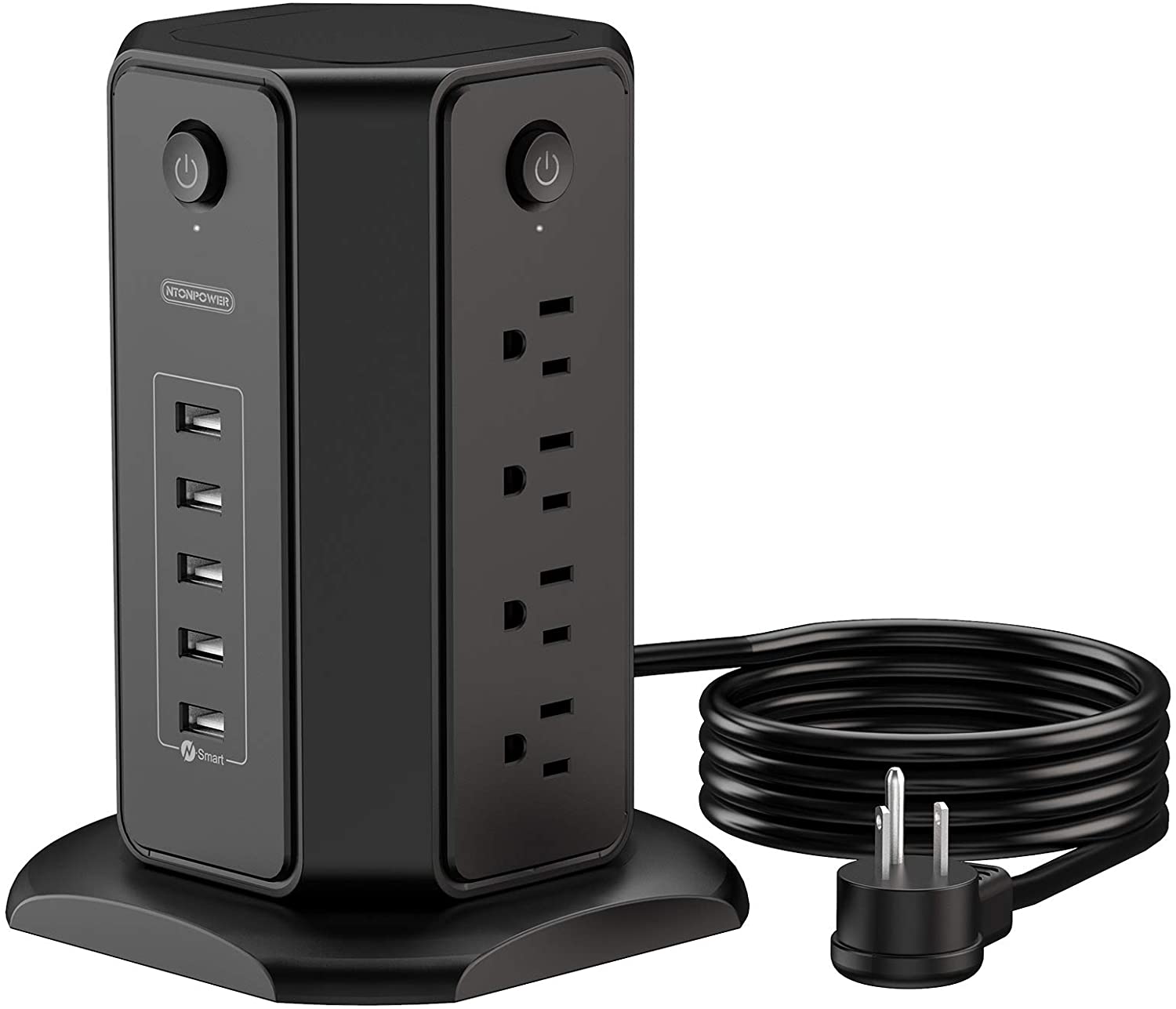 Ntonpower 1080J Surge Protector Power Strip Tower 8 Outlets 5 USB
