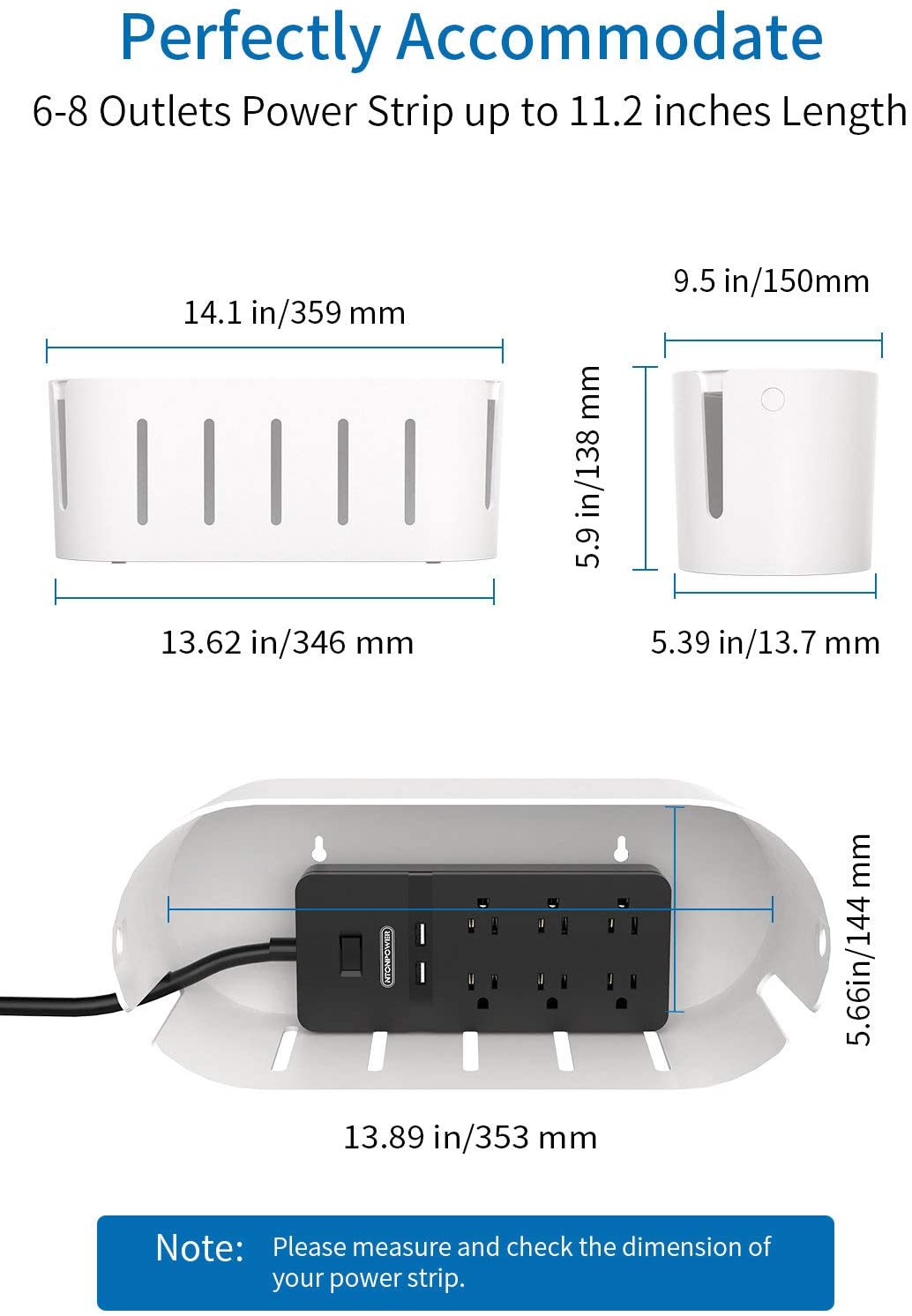 Ntonpower Kabel-Organizer-Box zur Wandmontage mit Schlossdeckel 