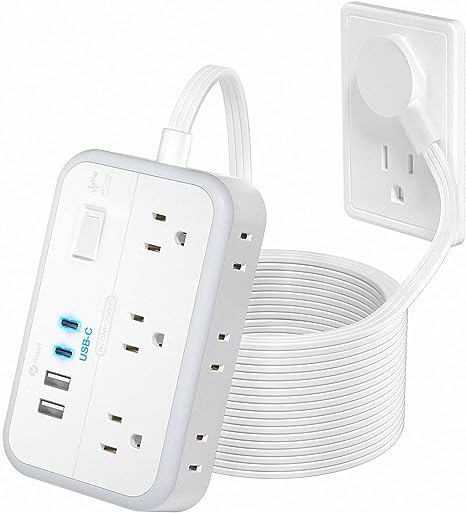 Ntonpower New Surge Basic Power Strip 6 Outlets 2 USB 2 TYPE-C Flat Cord