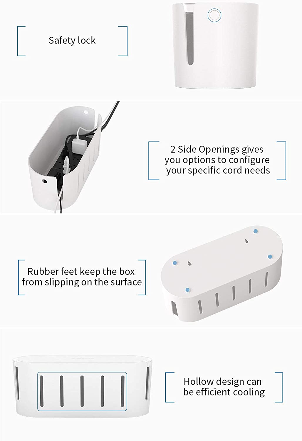 Ntonpower Cable Organizer Box Wall Mountable with Lock Lid