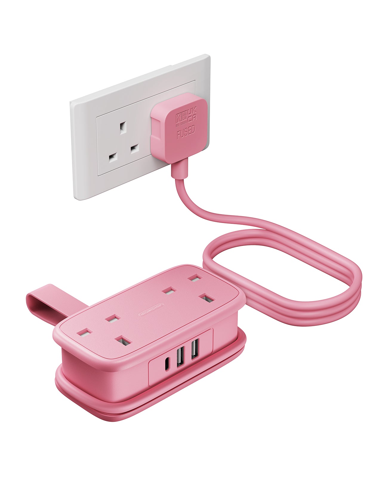 NTONPOWER UK Travel Power Strip 2 Outlets 2 USB-A 1 USB-C Travel & Hotel