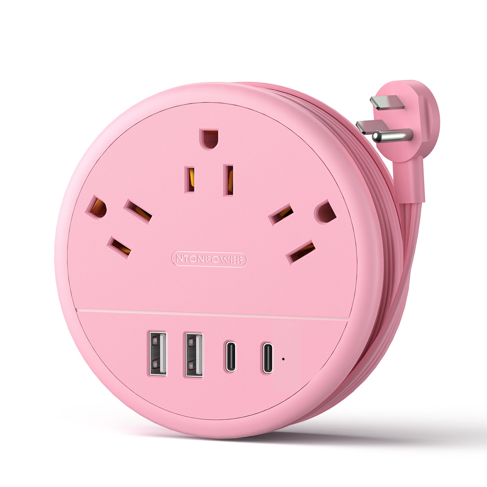 NTONPOWER New Flat Plug Extension Cord 2 USB C Travel Power Strip