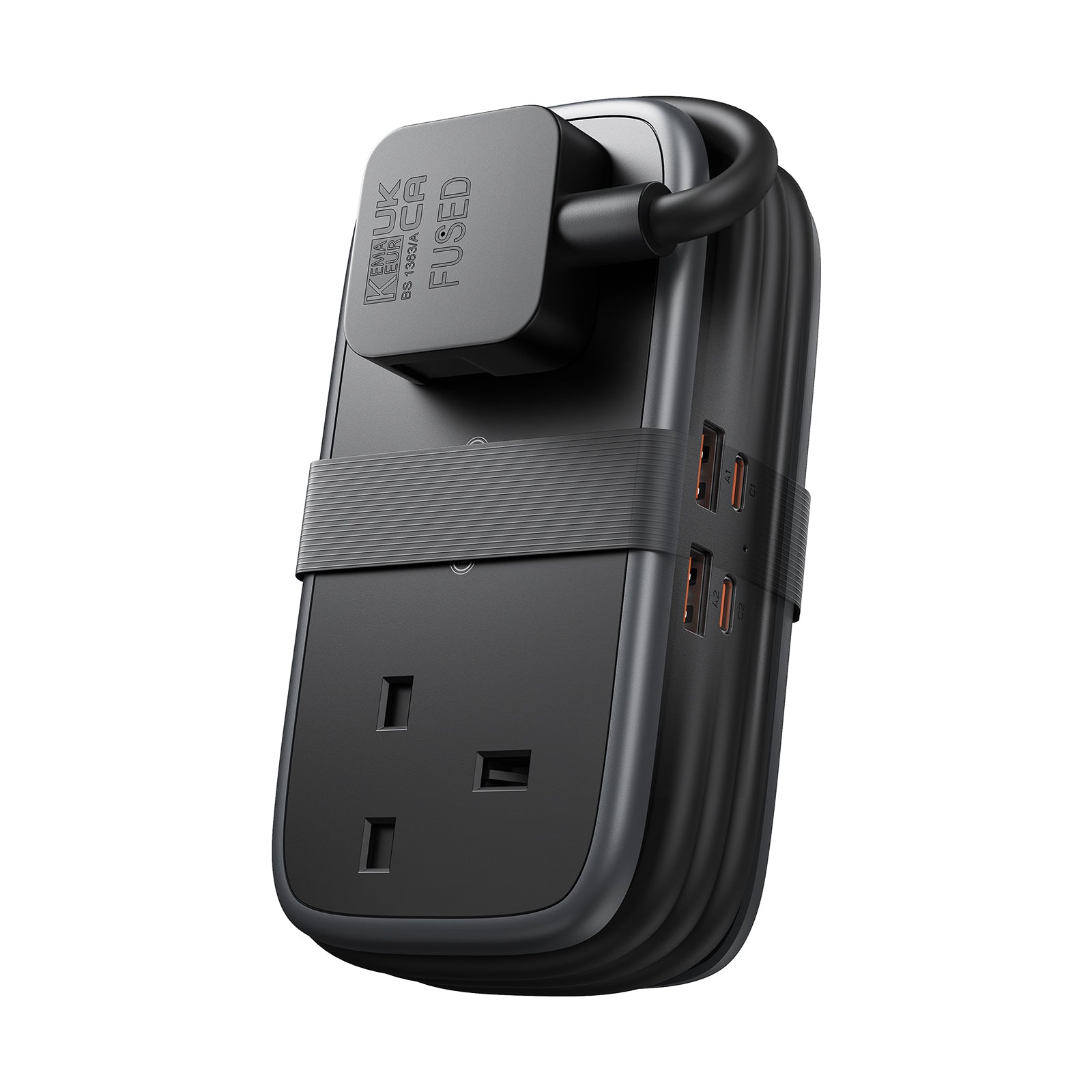 Ntonpower UK 65W Travel Power Strip 2 Outlets 2 USB-A 2 USB-C