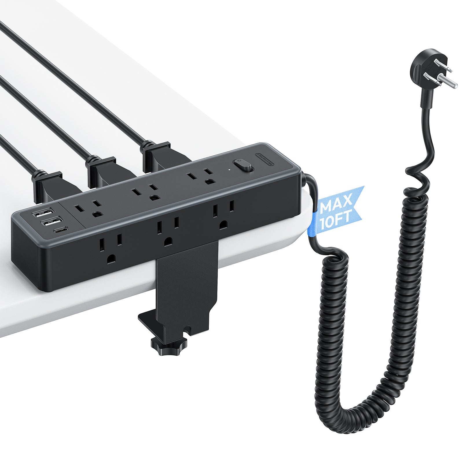 NTONPOWER Standing Desk Power Strip 9 Outlets 2 USB-A 1 USB-C
