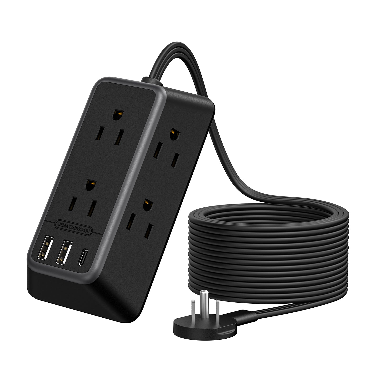 NTONPOWER 3-Sided Power Strip 6 Outlets 2 USB-A 1 USB-C