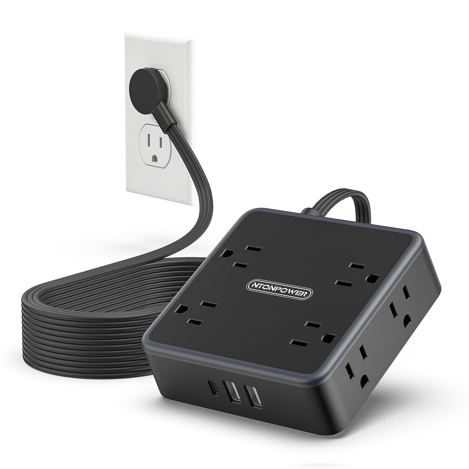 Ntonpower Widecube Power Strip 8 Outlets 2 USB-A 1 USB-C