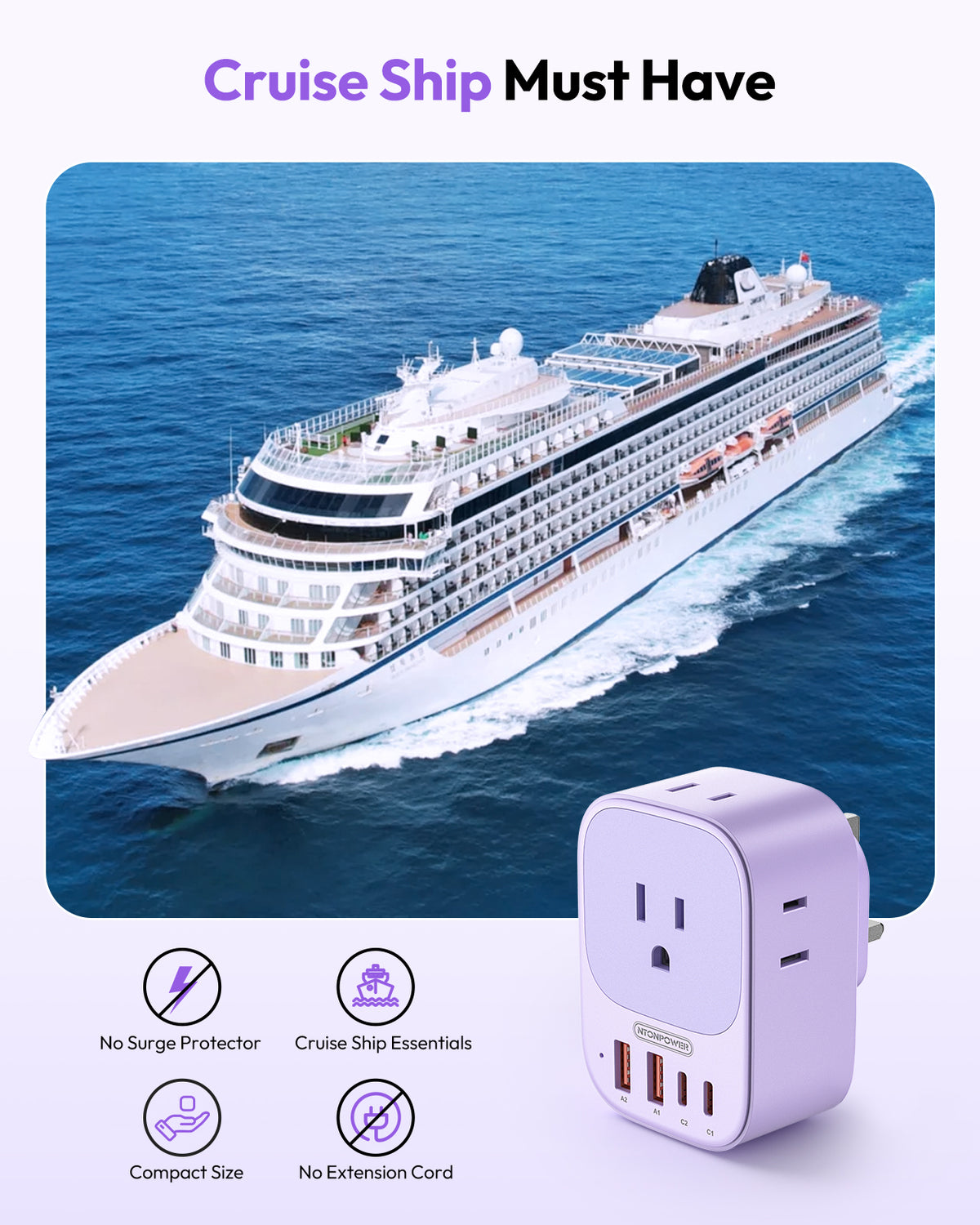 NTONPOWER US to UK Plug Adapter PD 25W